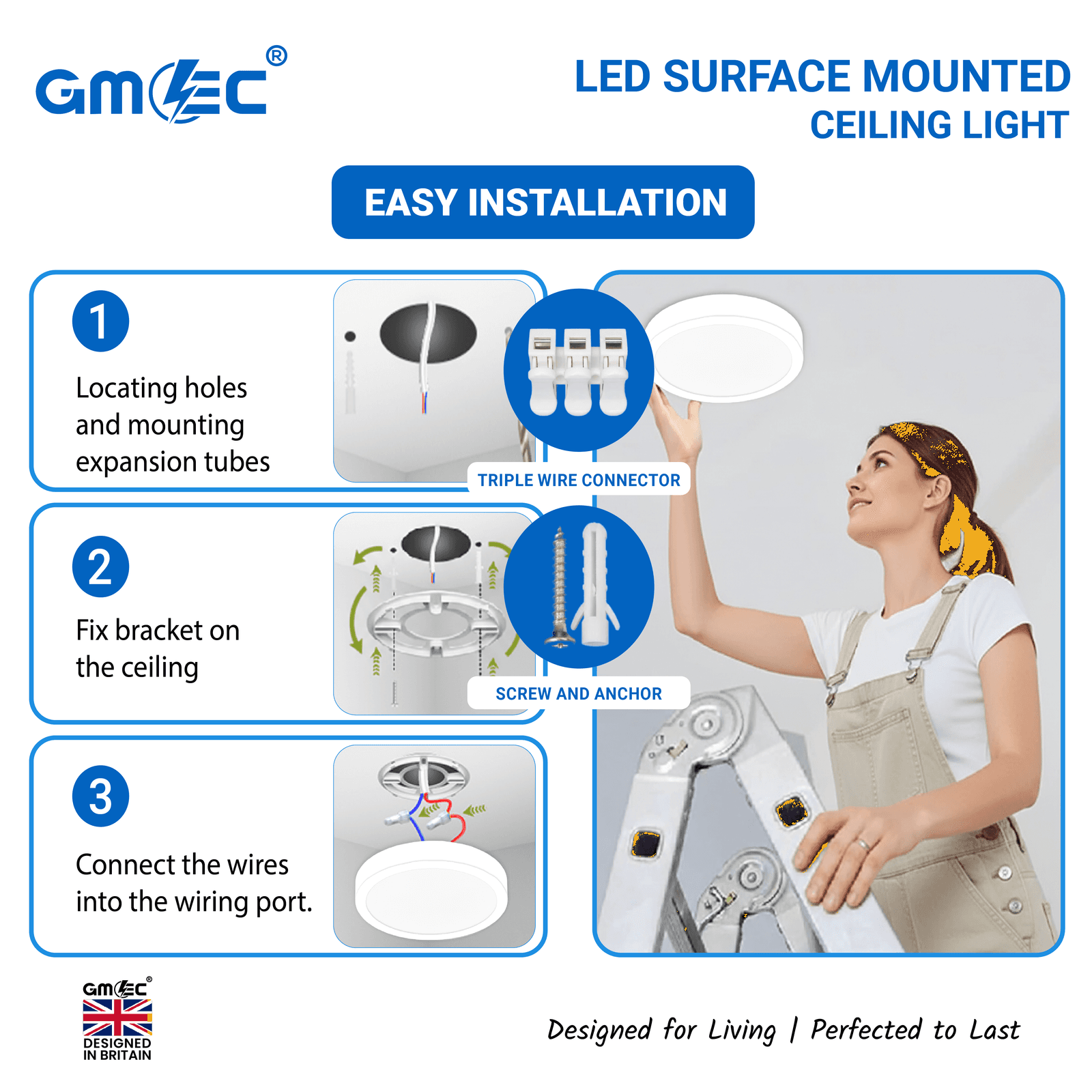 18W LED Surface Mounted Ceiling Light Cool White 6500K 1620 Lumens thumbnail 8