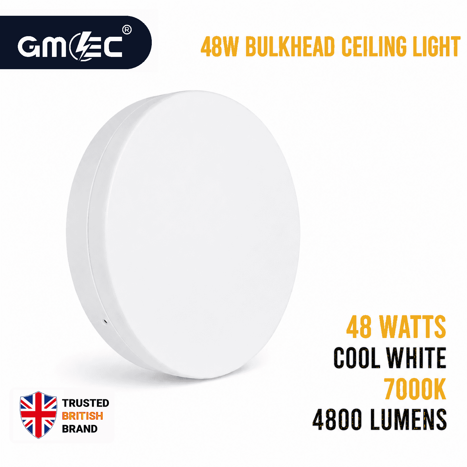 48W Bulkhead Round LED Ceiling Light Cool White 7000K thumbnail 2