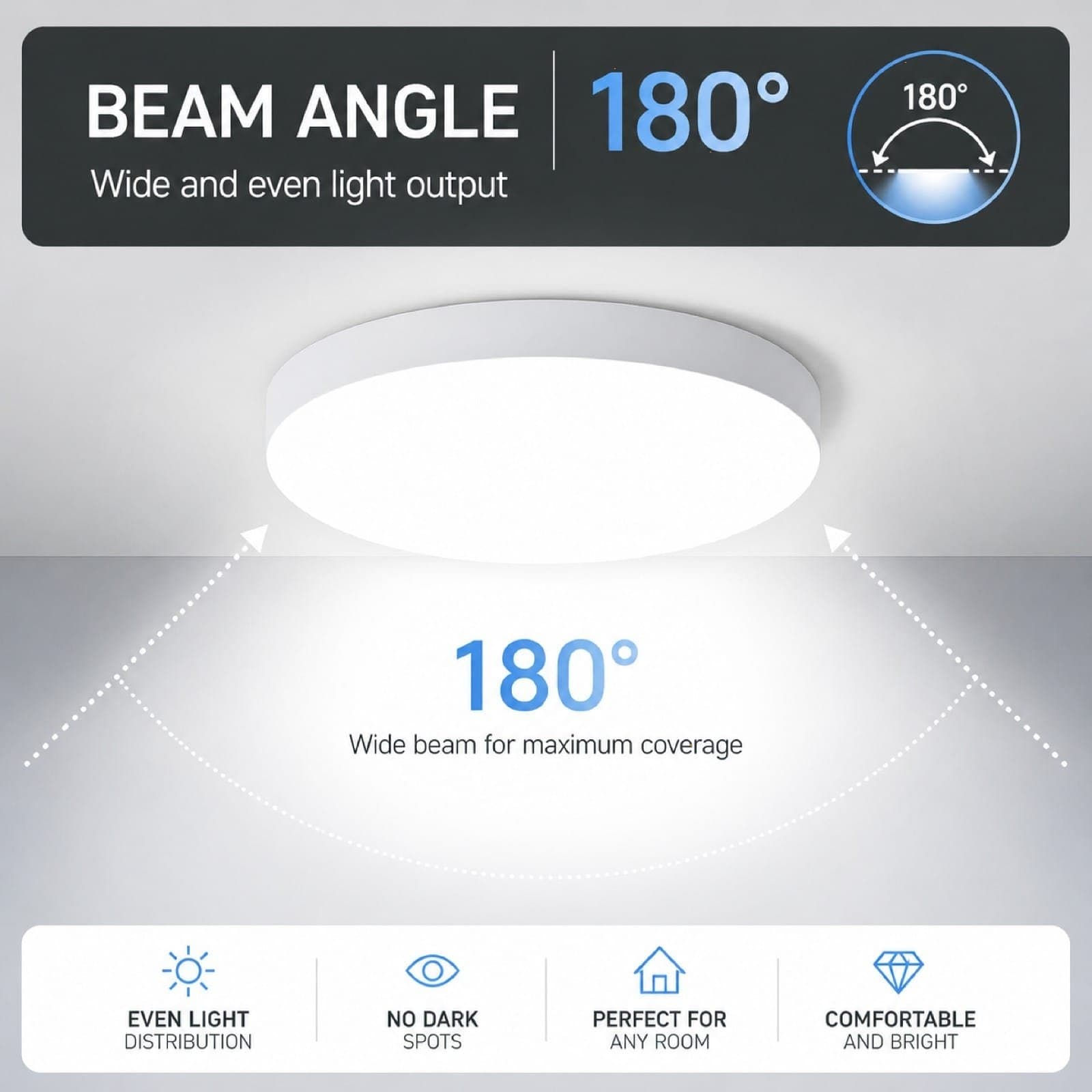 48W Bulkhead Round LED Ceiling Light Cool White 7000K thumbnail 3