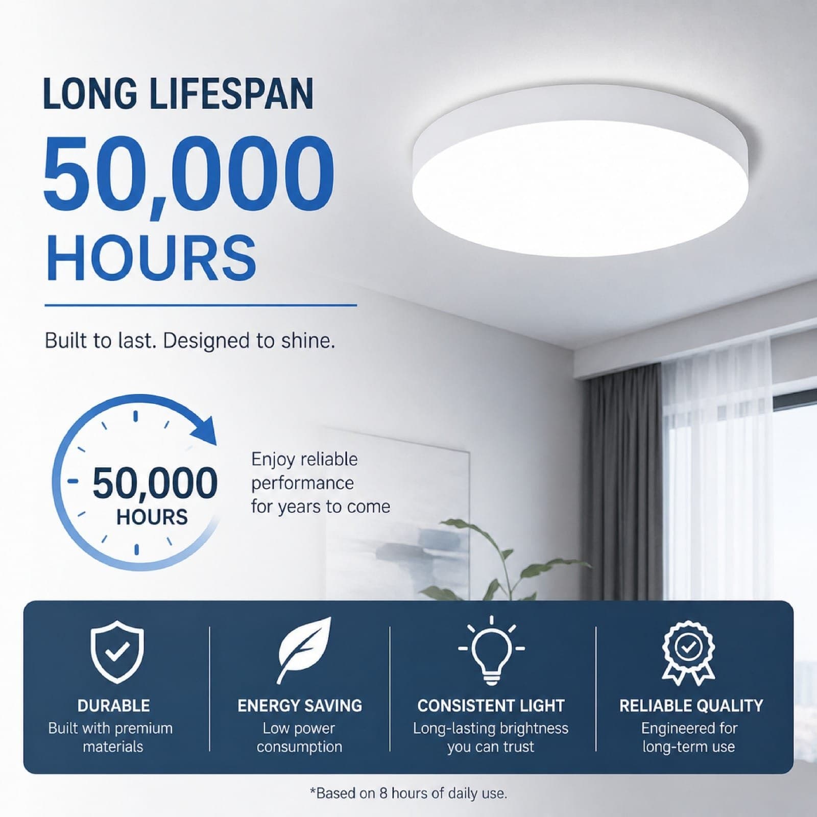 48W Bulkhead Round LED Ceiling Light Cool White 7000K thumbnail 8