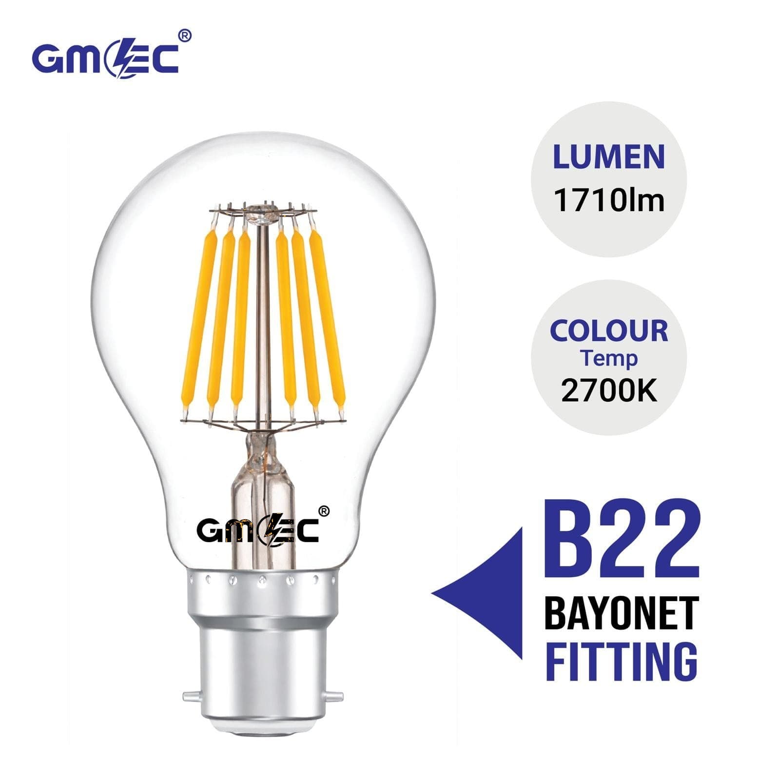 18W LED Filament Bulb B22 Warm White 2700K 1710 Lumens thumbnail 10
