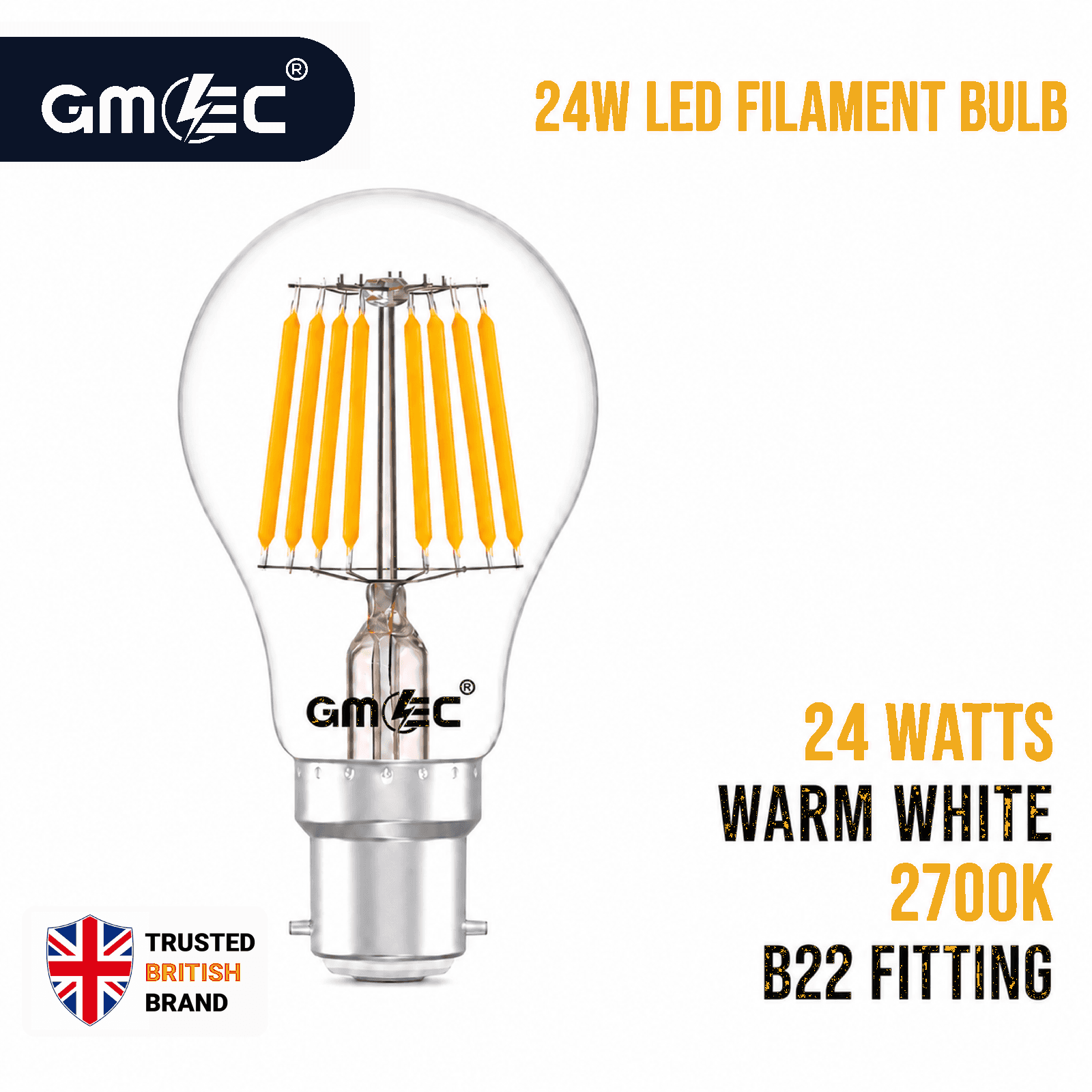 24W LED Filament Bulb B22 Warm White 2700K thumbnail 2
