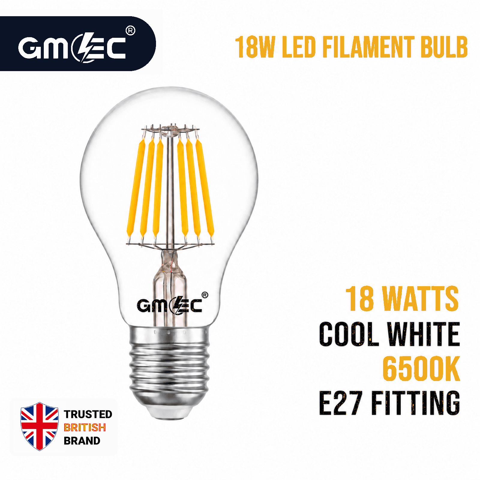 18W LED Filament Bulb E27 Cool White 6500K thumbnail 2