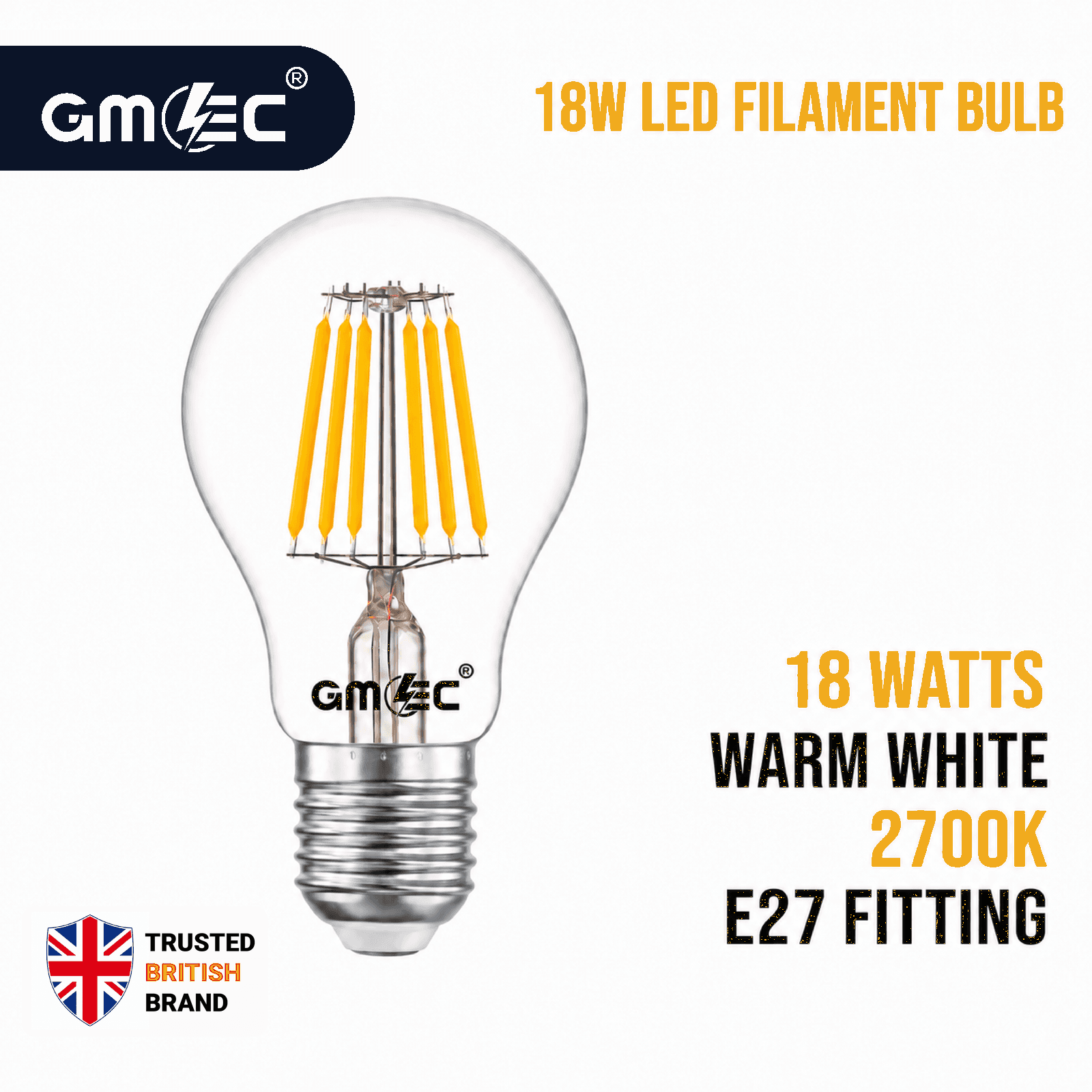 18W LED Filament Bulb E27 Warm White 2700K thumbnail 2
