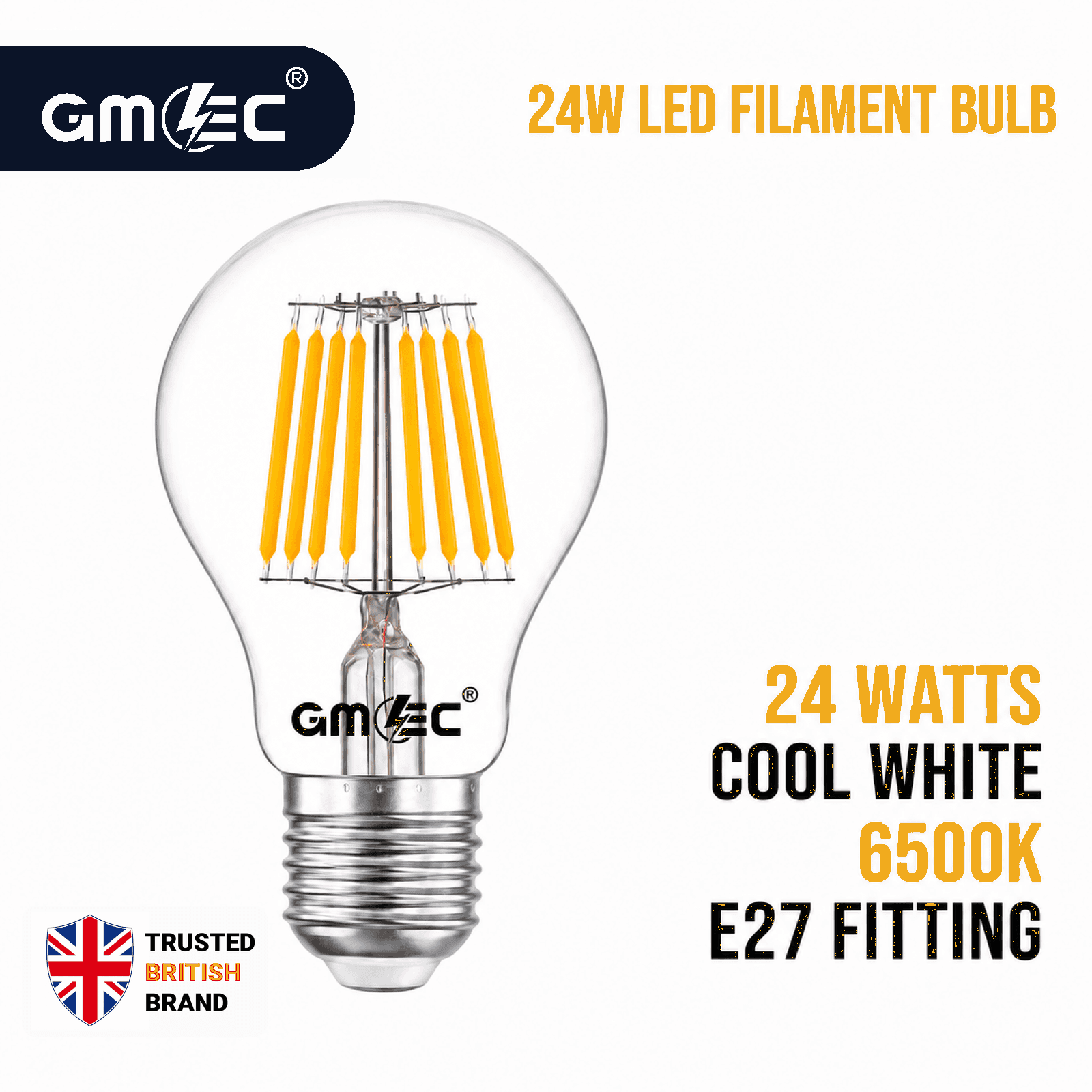 24W LED Filament Bulb E27 Cool White 6500K thumbnail 2