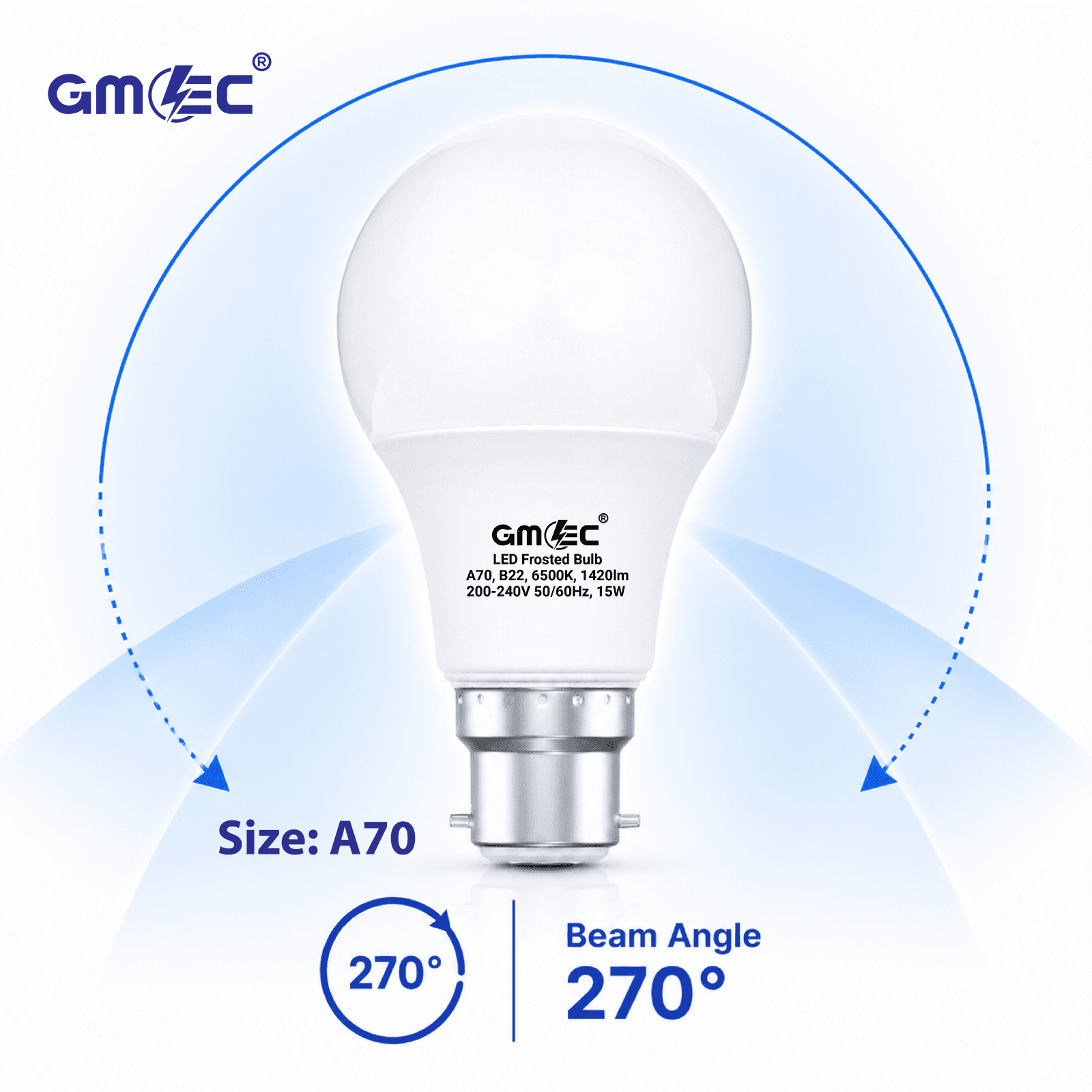 15W LED Frosted Bulb B22 Cool White 6500K A70 thumbnail 12