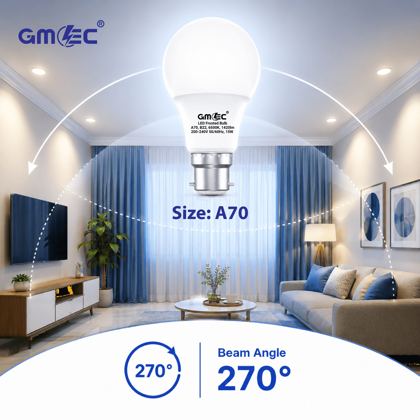 15W LED Frosted Bulb B22 Cool White 6500K A70 thumbnail 13