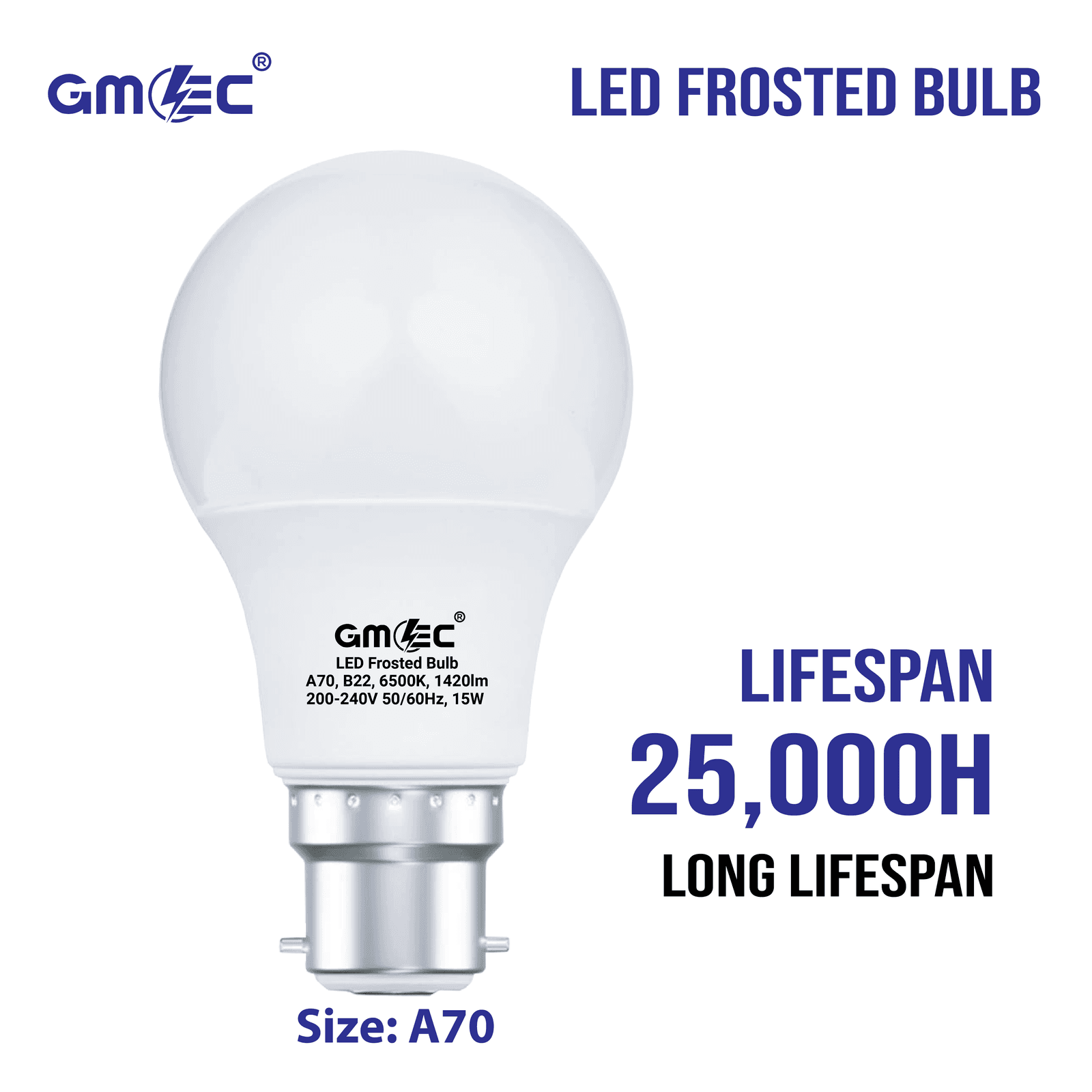 15W LED Frosted Bulb B22 Cool White 6500K A70 thumbnail 9