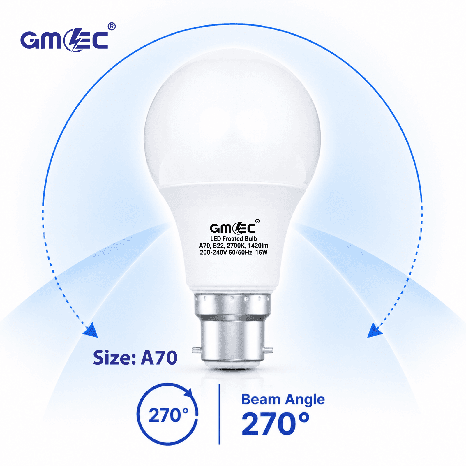 15W LED Frosted Bulb B22 Warm White 2700K A70 thumbnail 12