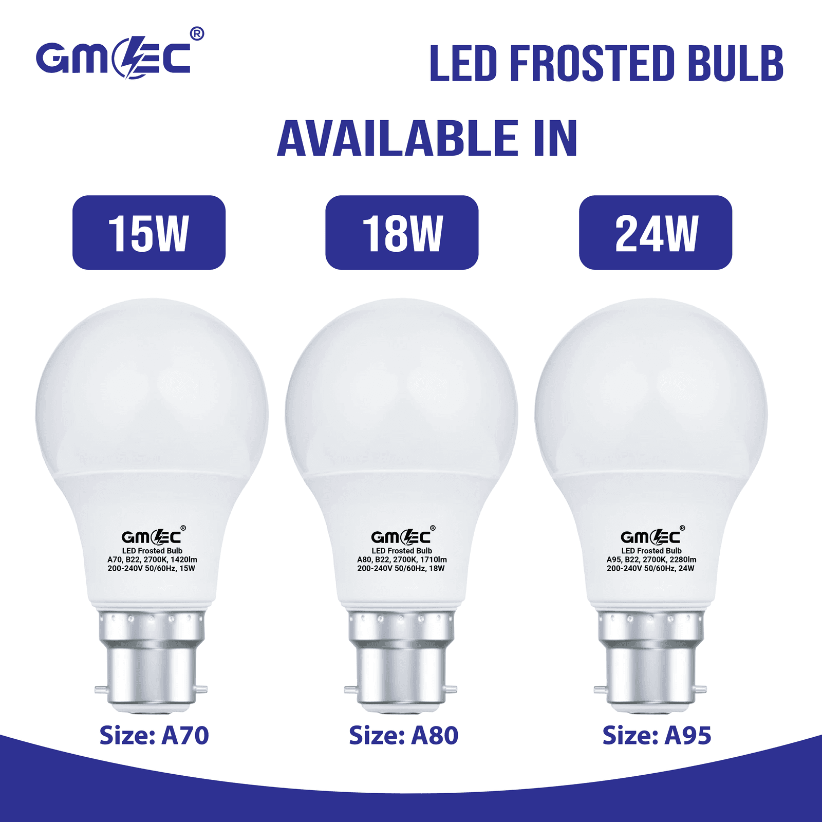 15W LED Frosted Bulb B22 Warm White 2700K A70 thumbnail 13