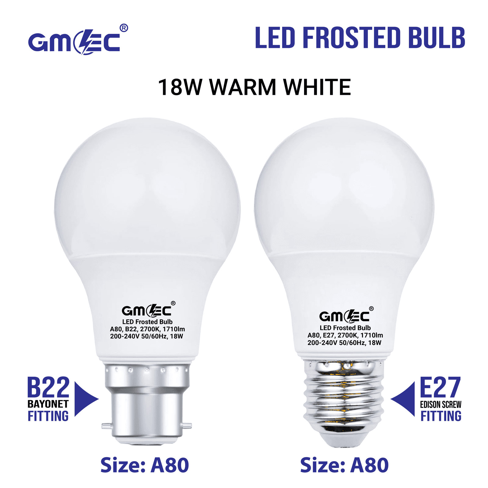 18W LED Frosted Bulb B22 Warm White 2700K A80 thumbnail 11