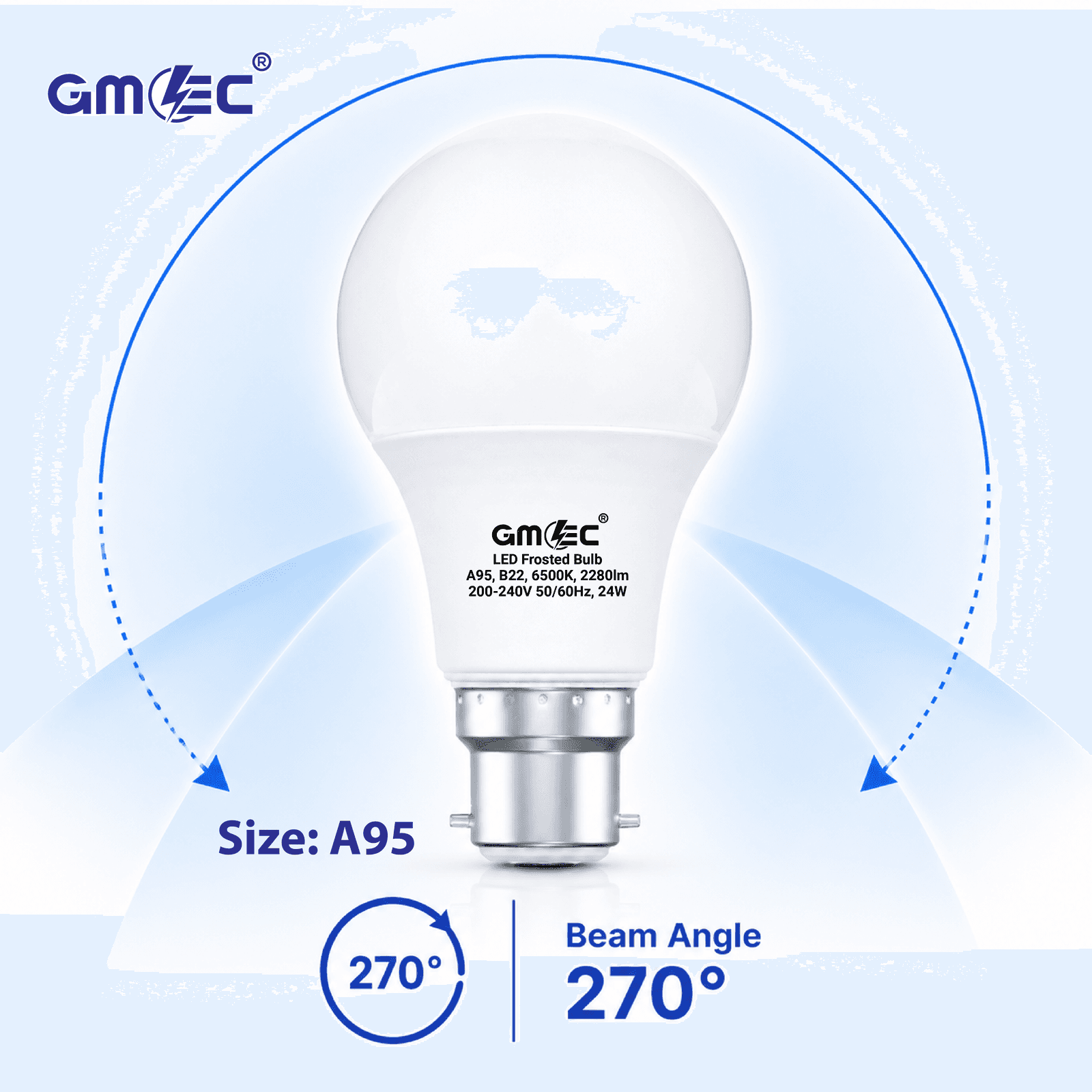 24W B22 LED Frosted Bulb Cool White 6500K A95 thumbnail 12
