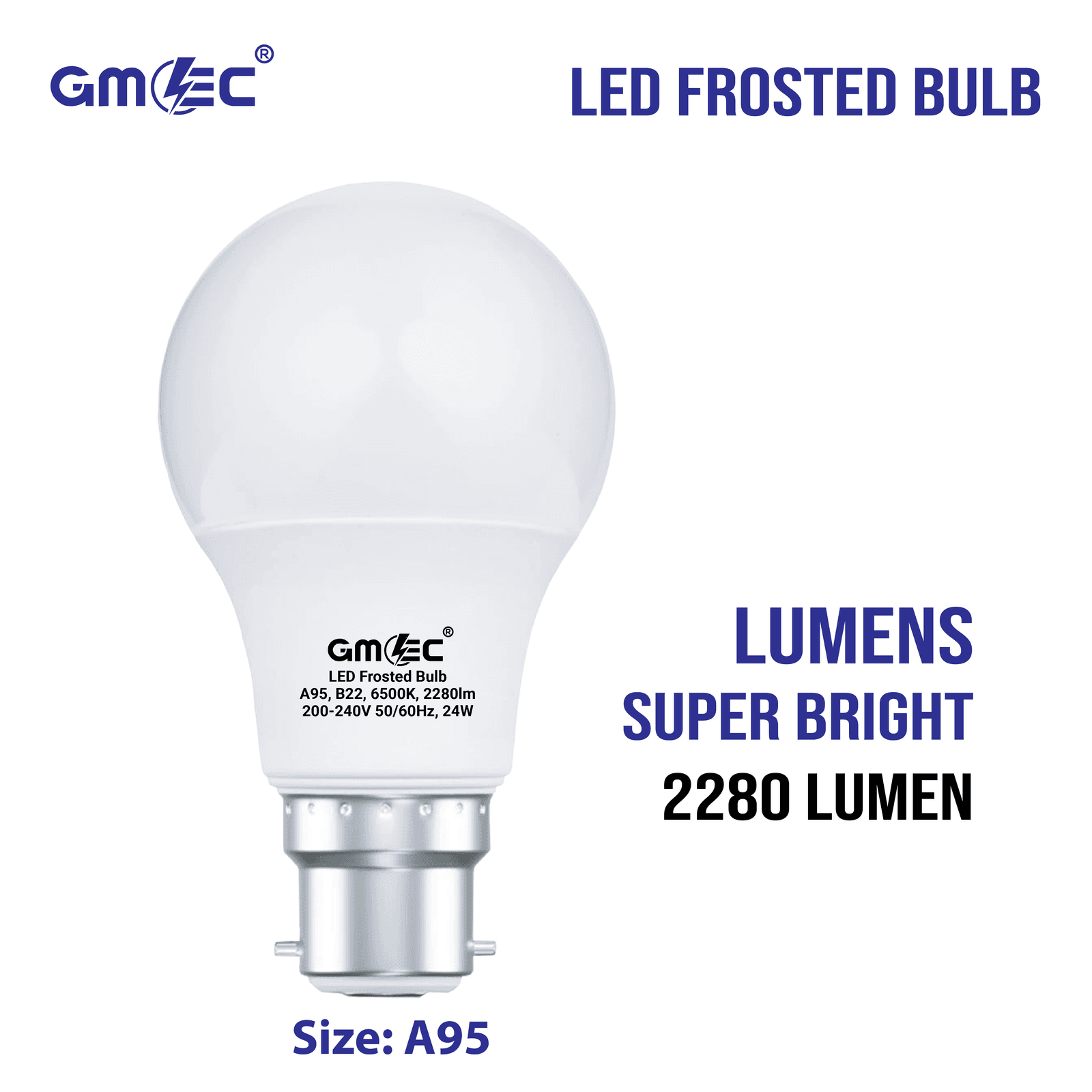 24W B22 LED Frosted Bulb Cool White 6500K A95 thumbnail 3