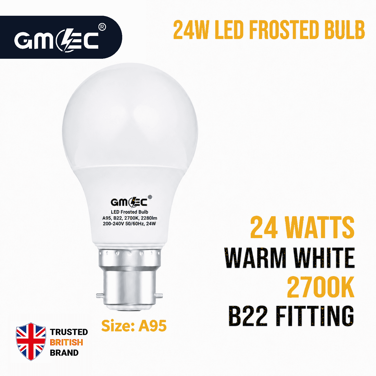 24W B22 LED Frosted Bulb Warm White 2700K A95 thumbnail 2