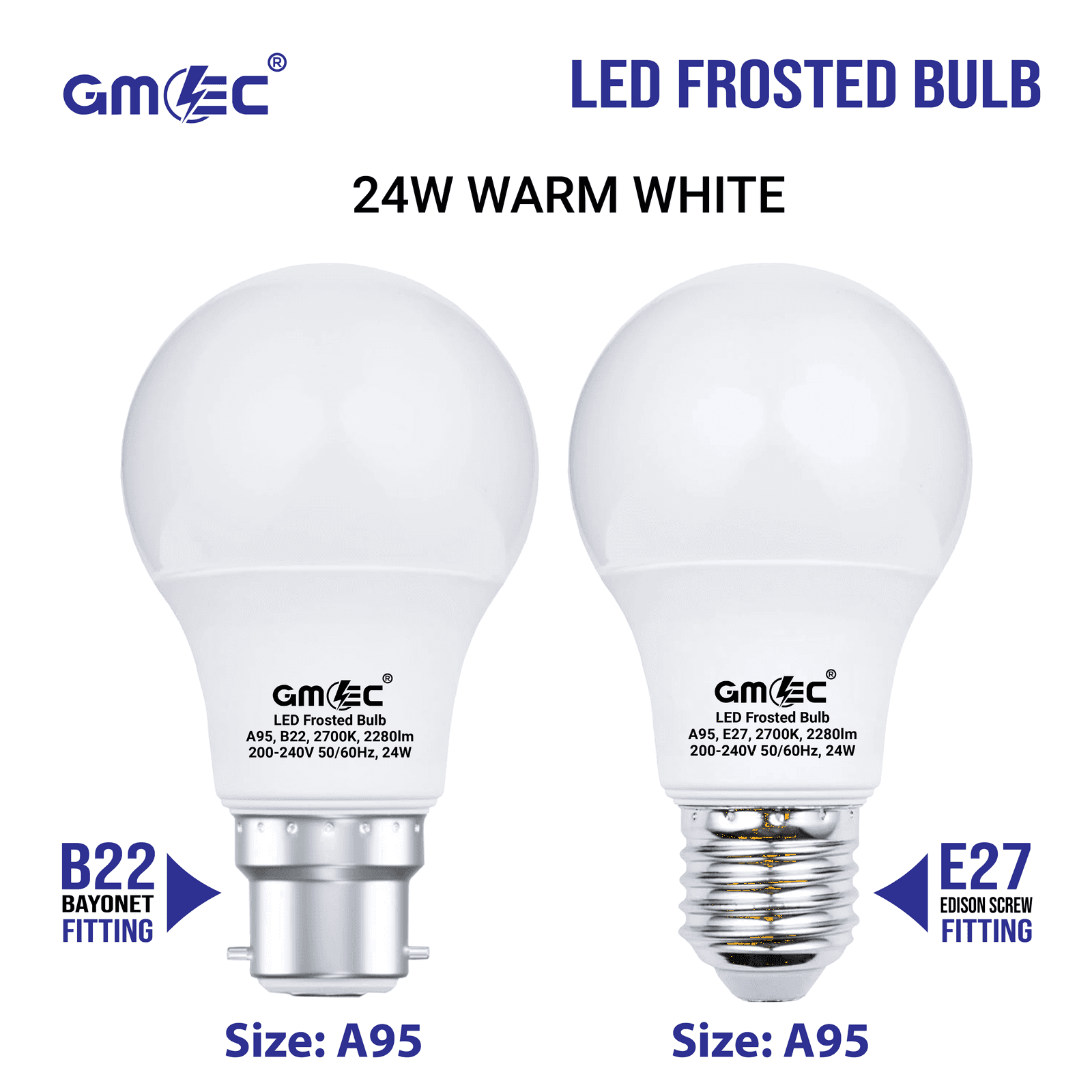 24W B22 LED Frosted Bulb Warm White 2700K A95 thumbnail 11