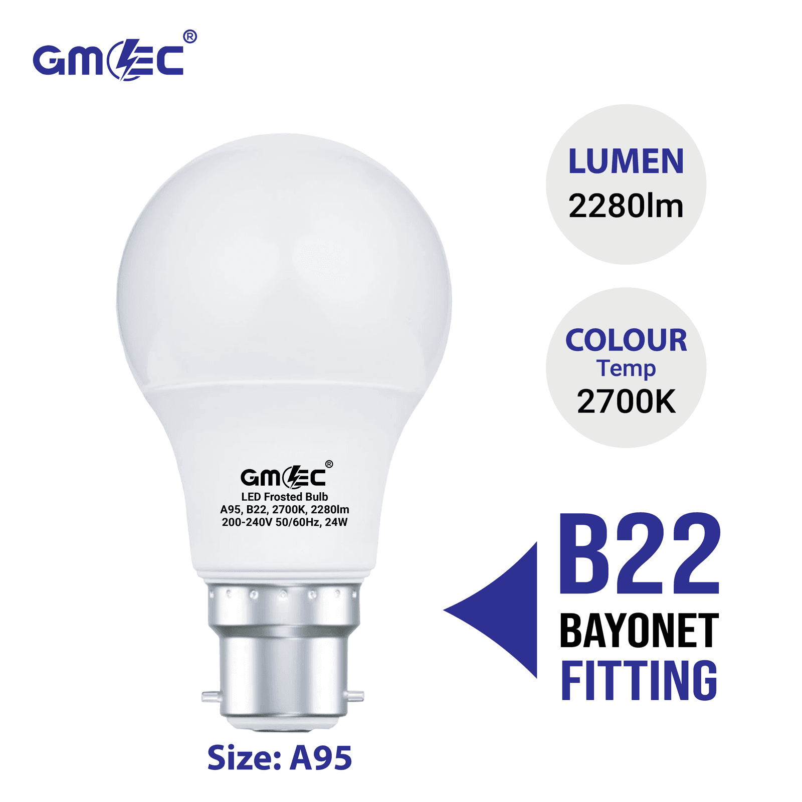 24W B22 LED Frosted Bulb Warm White 2700K A95 thumbnail 4