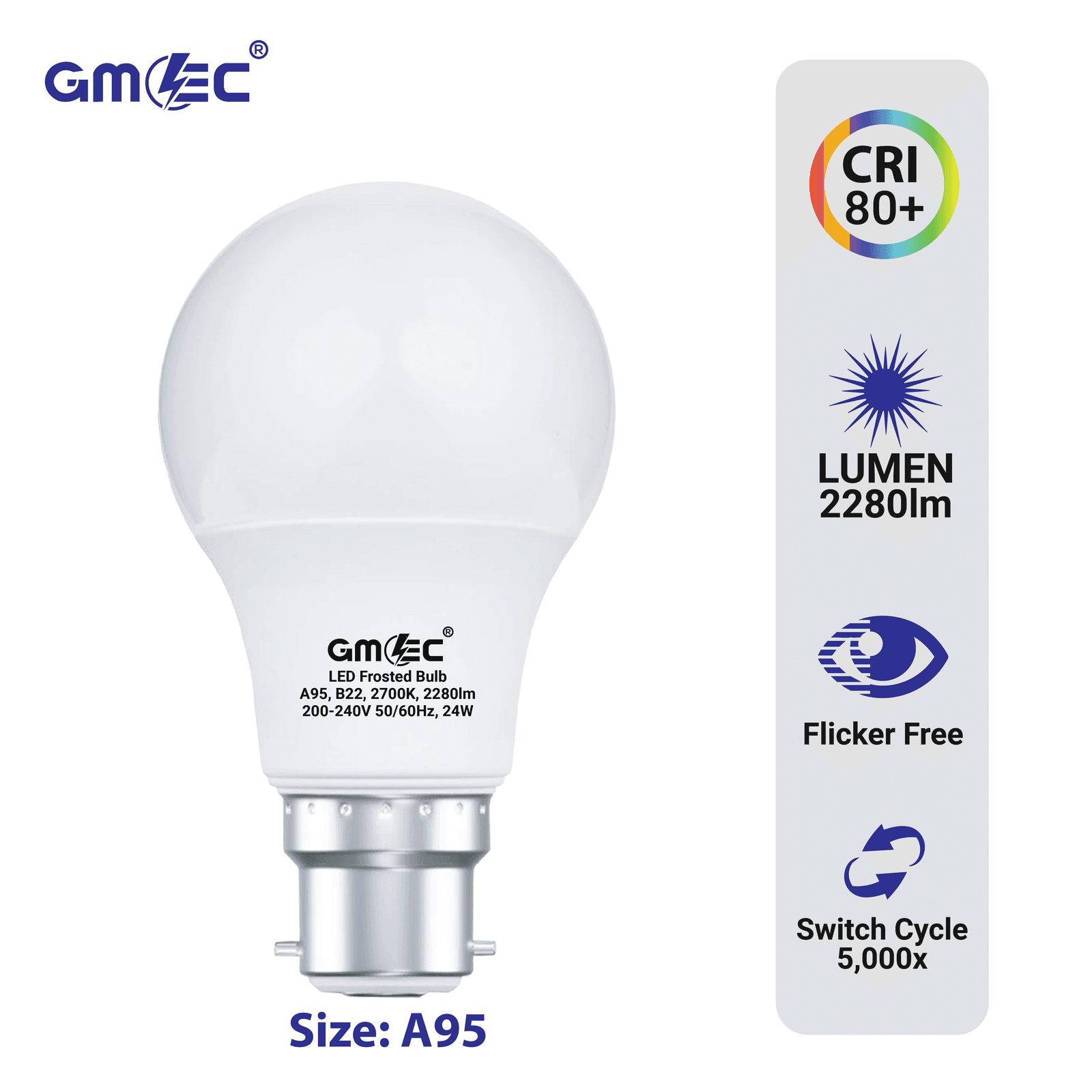 24W B22 LED Frosted Bulb Warm White 2700K A95 thumbnail 6