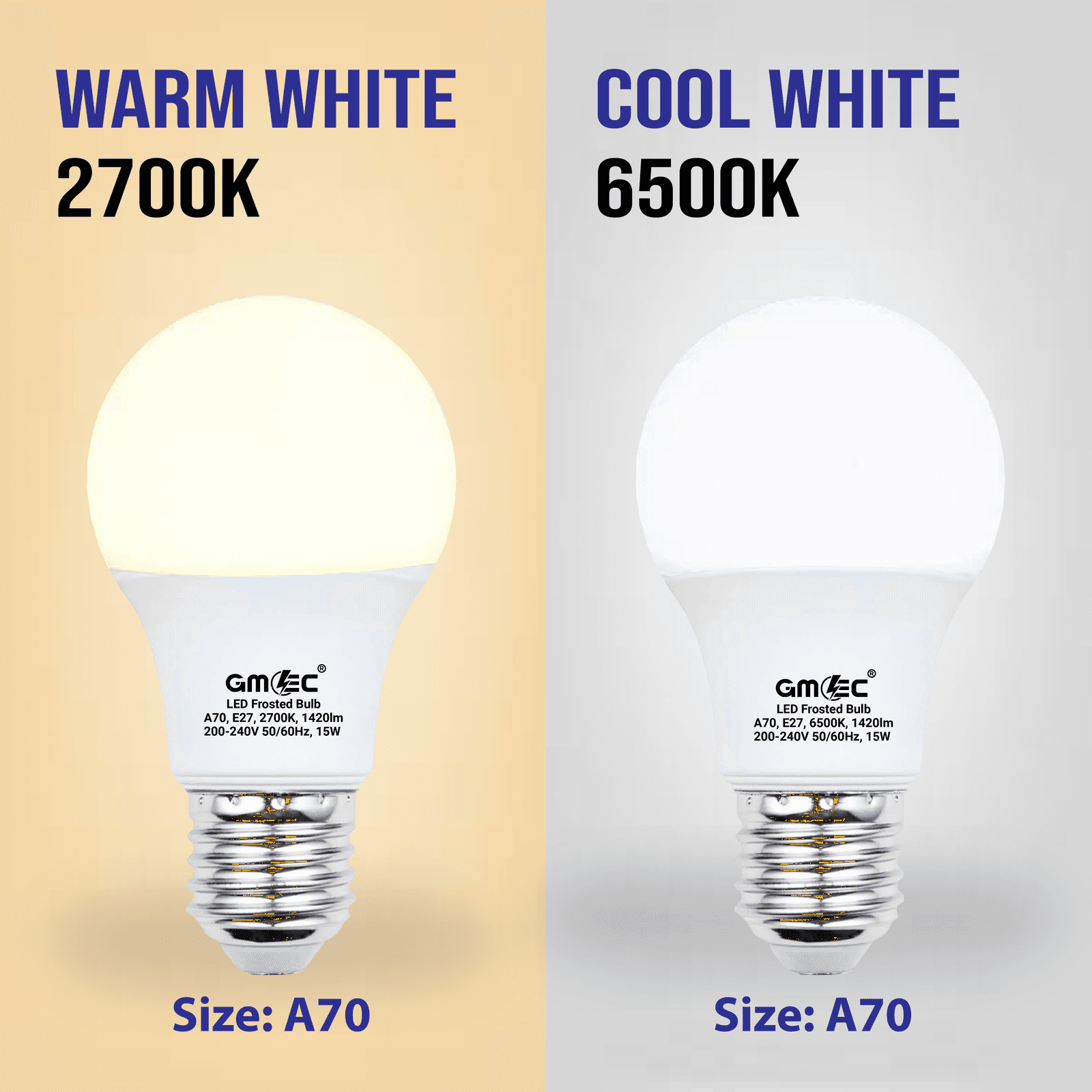 15W E27 LED Frosted Bulb Cool White 6500K A70 thumbnail 8