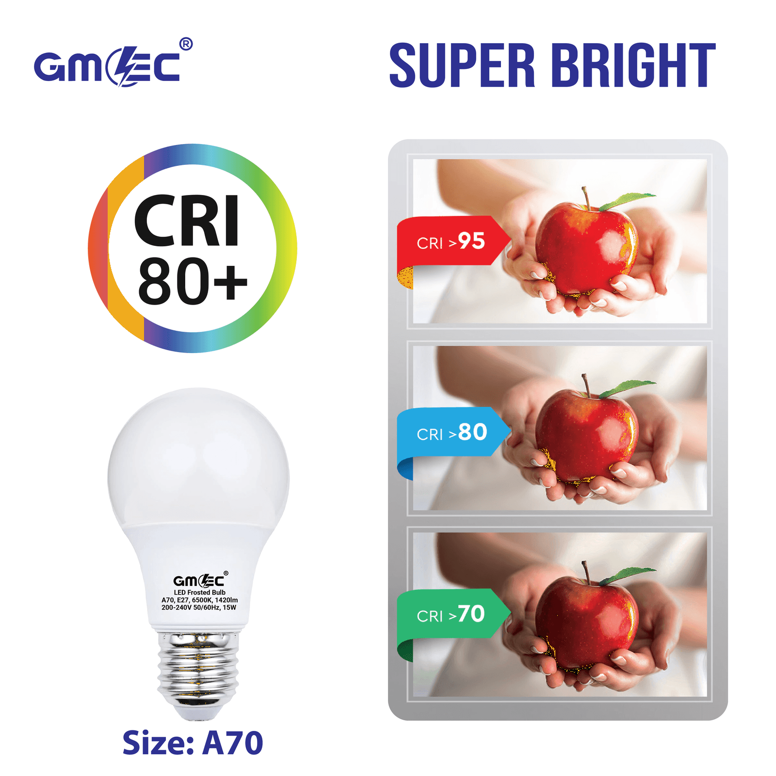 15W E27 LED Frosted Bulb Cool White 6500K A70 thumbnail 10