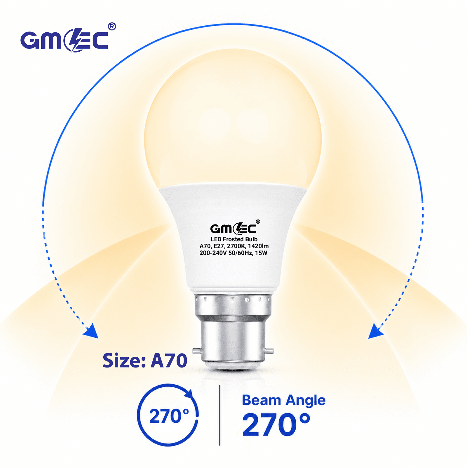 15W E27 LED Frosted Bulb Warm White 2700K A70 thumbnail 12