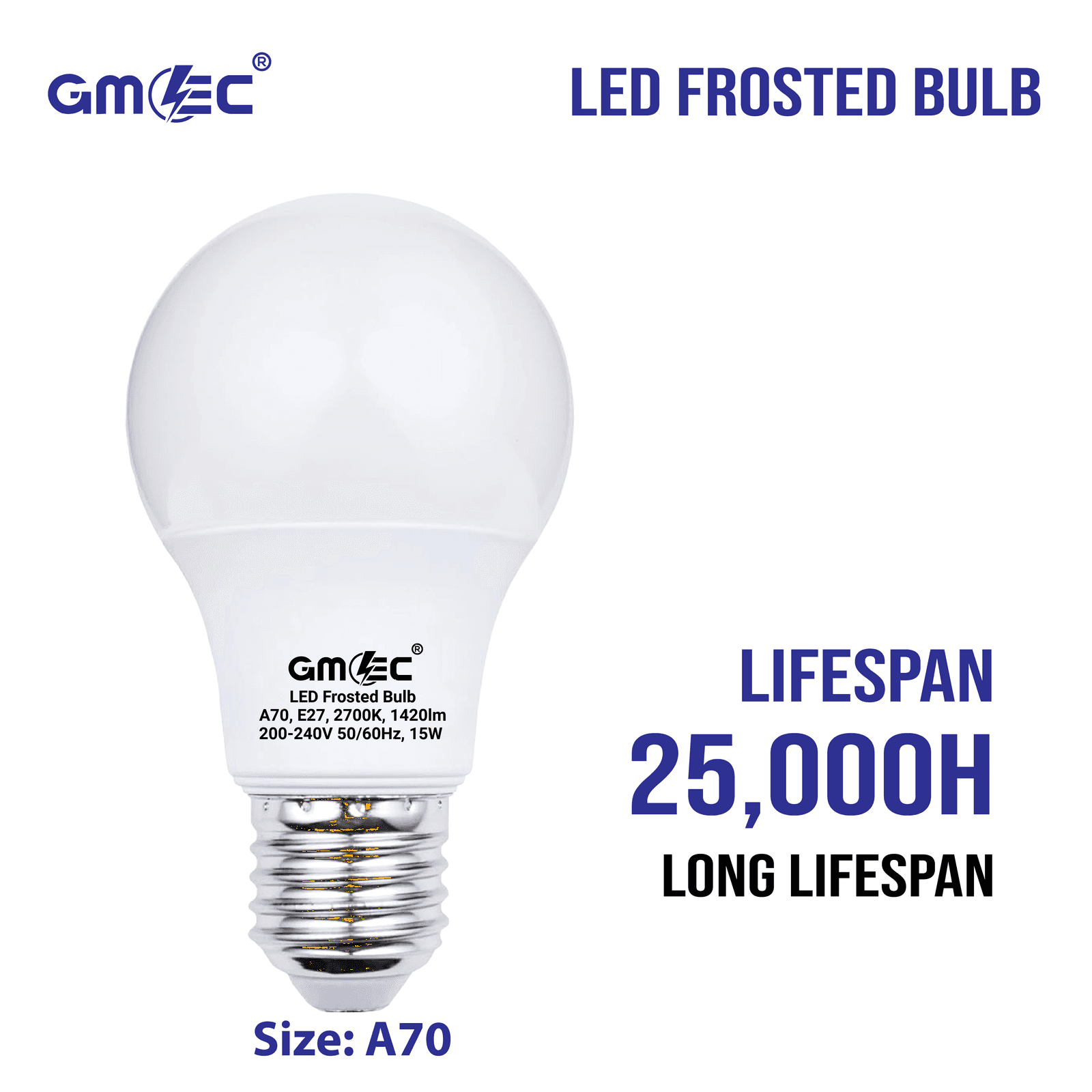 15W E27 LED Frosted Bulb Warm White 2700K A70 thumbnail 9