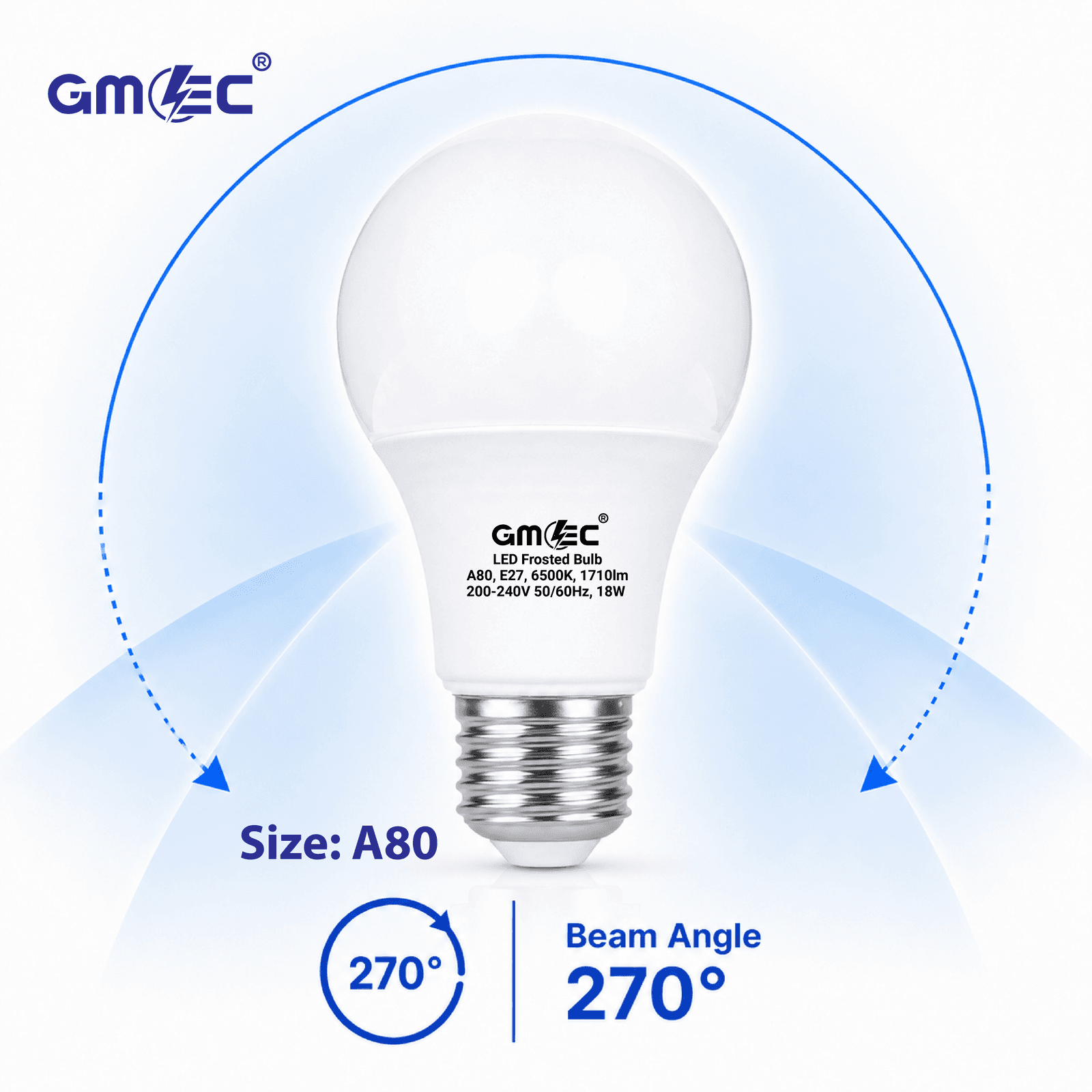 18W E27 LED Frosted Bulb Cool White 6500K A80 thumbnail 12