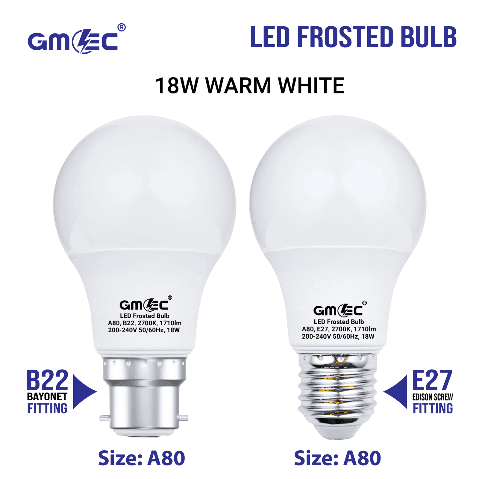18W E27 LED Frosted Bulb Warm White 2700K A80 thumbnail 11