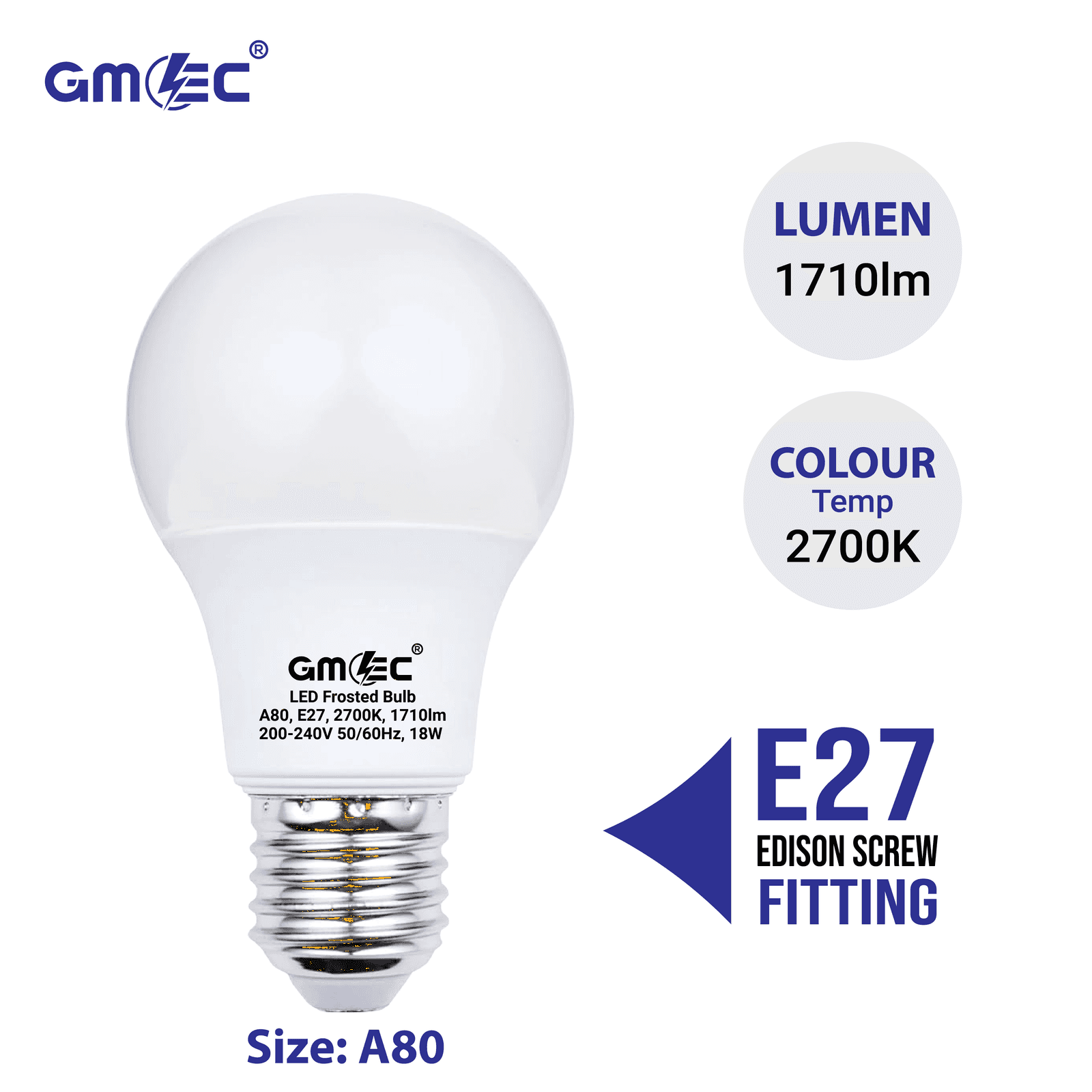 18W E27 LED Frosted Bulb Warm White 2700K A80 thumbnail 4