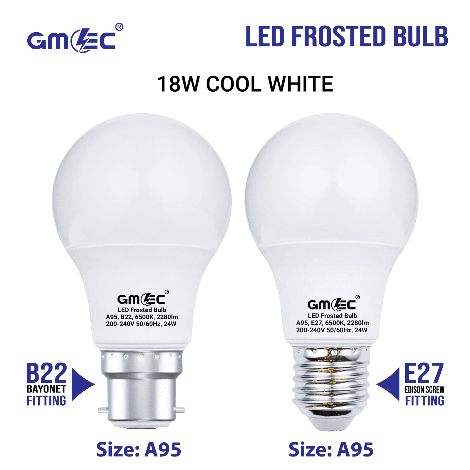24W E27 LED Frosted Bulb Cool White 6500K A95 thumbnail 11