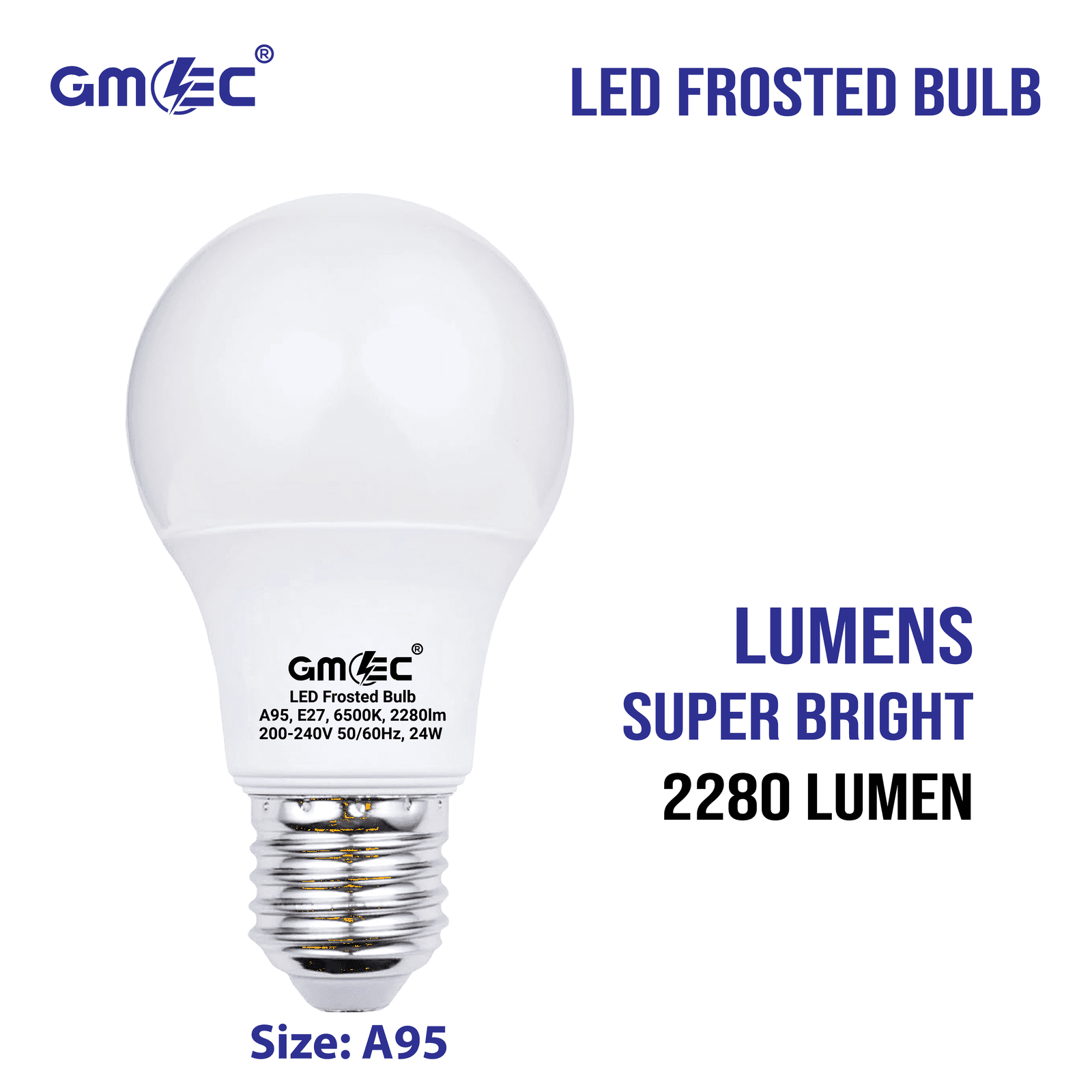 24W E27 LED Frosted Bulb Cool White 6500K A95 thumbnail 3