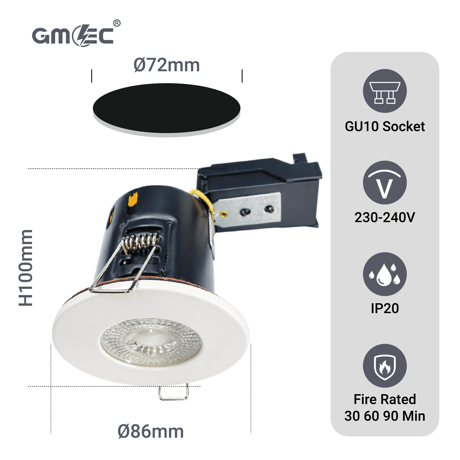 GU10 Fire Rated Downlight Changeable Bezel GM-PCB001 - Chorme thumbnail 12