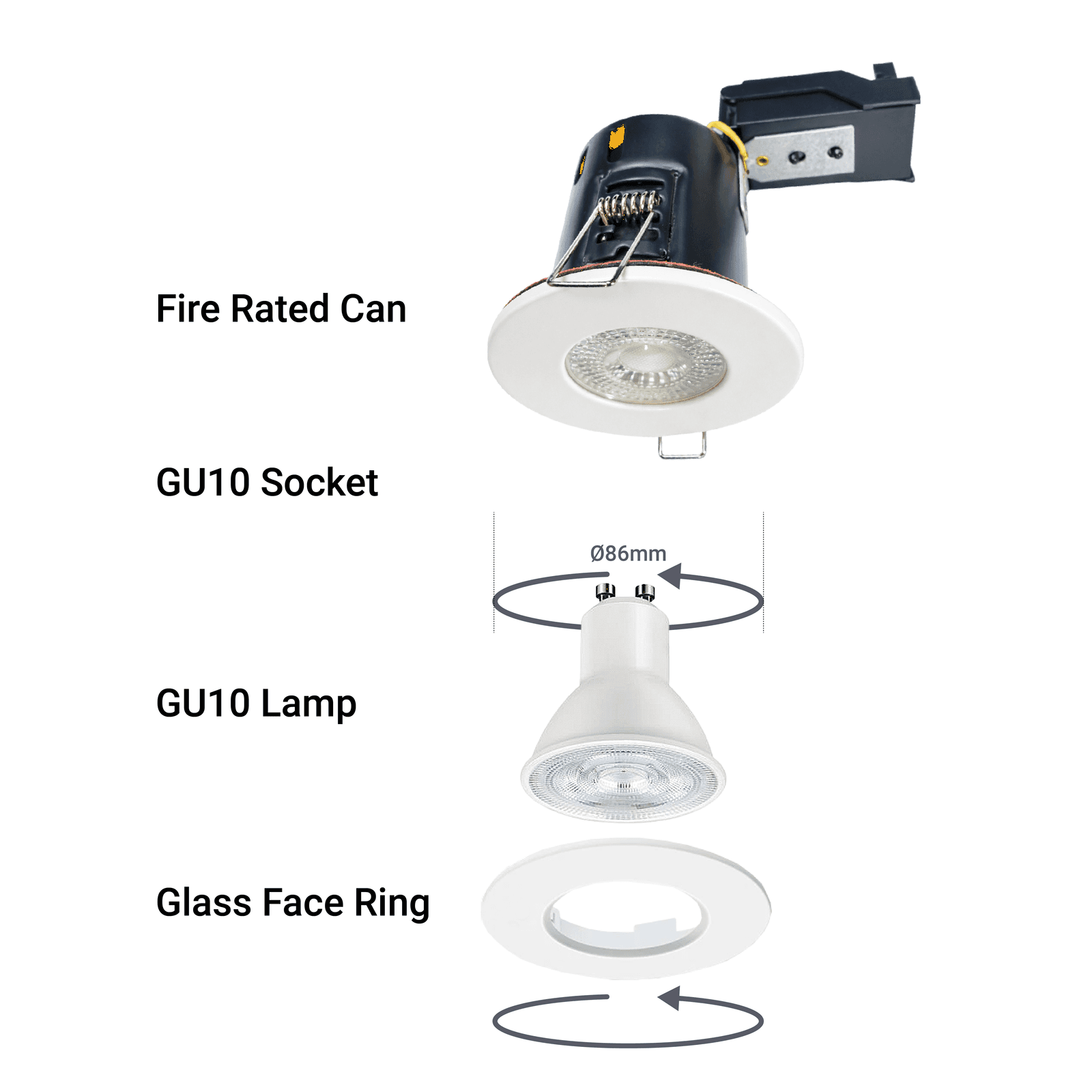 GU10 Fire Rated Downlight Changeable Bezel GM-PCB001 - Chorme thumbnail 13