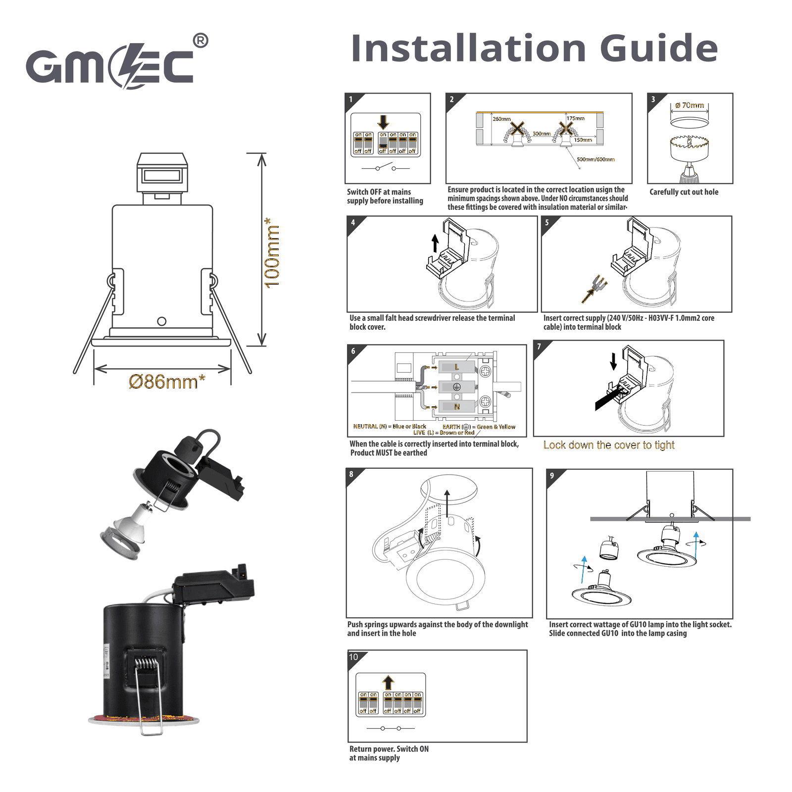 GU10 Fire Rated Downlight Changeable Bezel GM-PCB001 - Chorme thumbnail 8