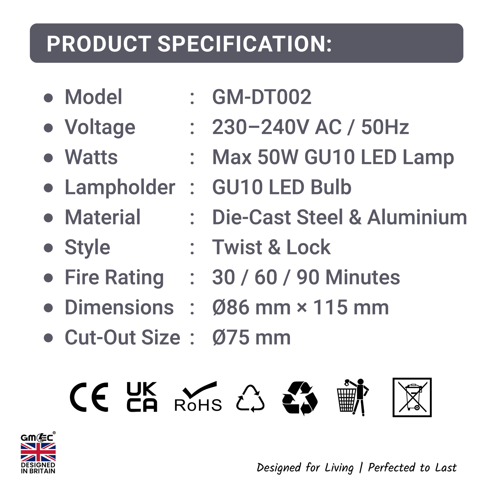 GU10 Fire Rated Downlight Die-Cast Twist & Lock GM-DT002 - Satin Nickle thumbnail 10