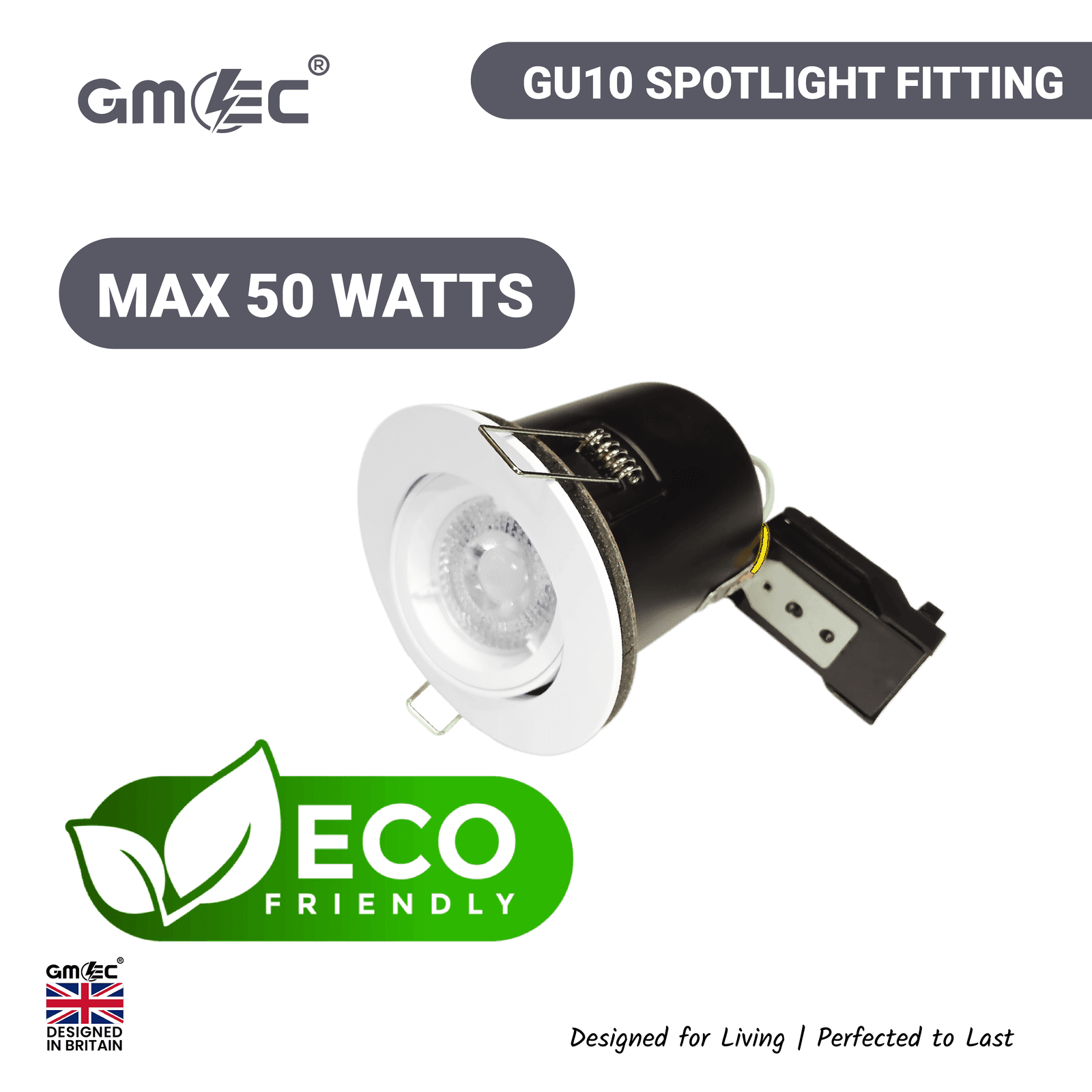 GU10 Fire Rated Downlight Die-Cast Tilted Twist & Lock GM-DTT003 - White thumbnail 10