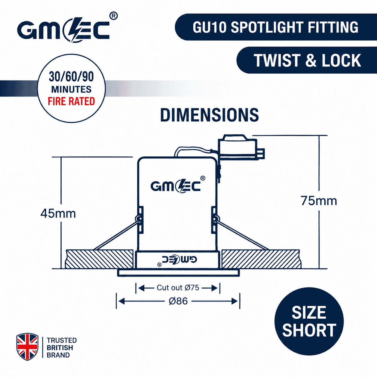 GU10 Fire Rated IP65 Downlight Twist Lock - Chrome thumbnail 7