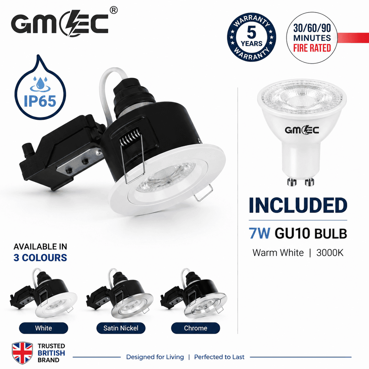 GU10 Fire Rated IP65 Downlight Twist Lock - Satin Nickel thumbnail 5