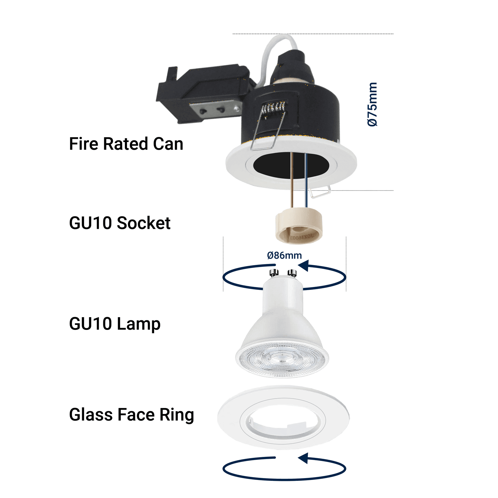 GU10 Fire Rated IP65 Downlight Twist Lock - Satin Nickel thumbnail 8