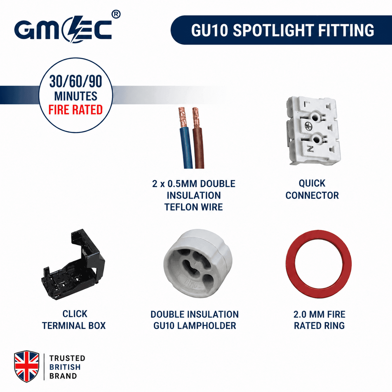 GU10 Fire Rated IP65 Downlight Twist Lock - White thumbnail 9