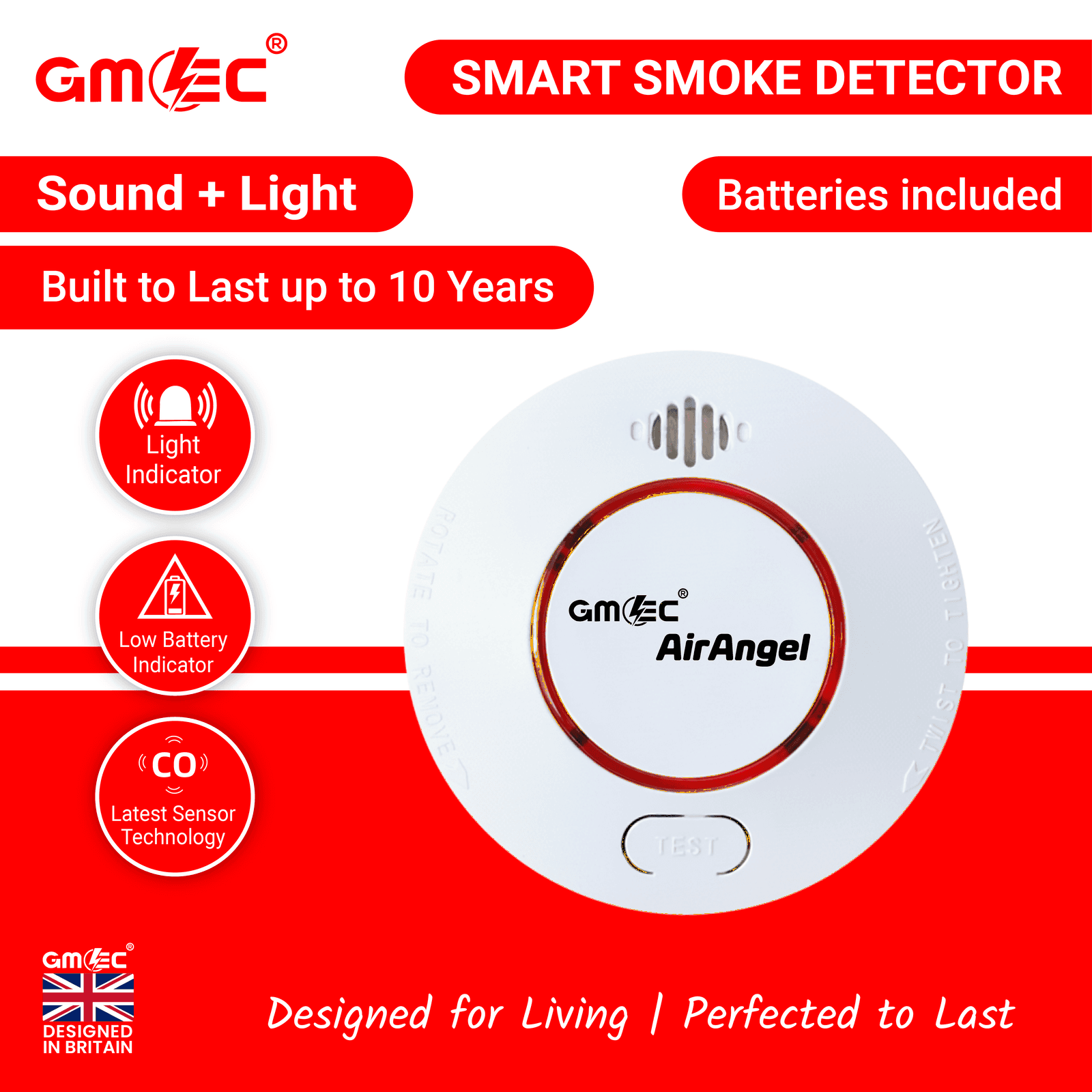 Smart Smoke Detector with 10-Year Battery Light + Sound thumbnail 12