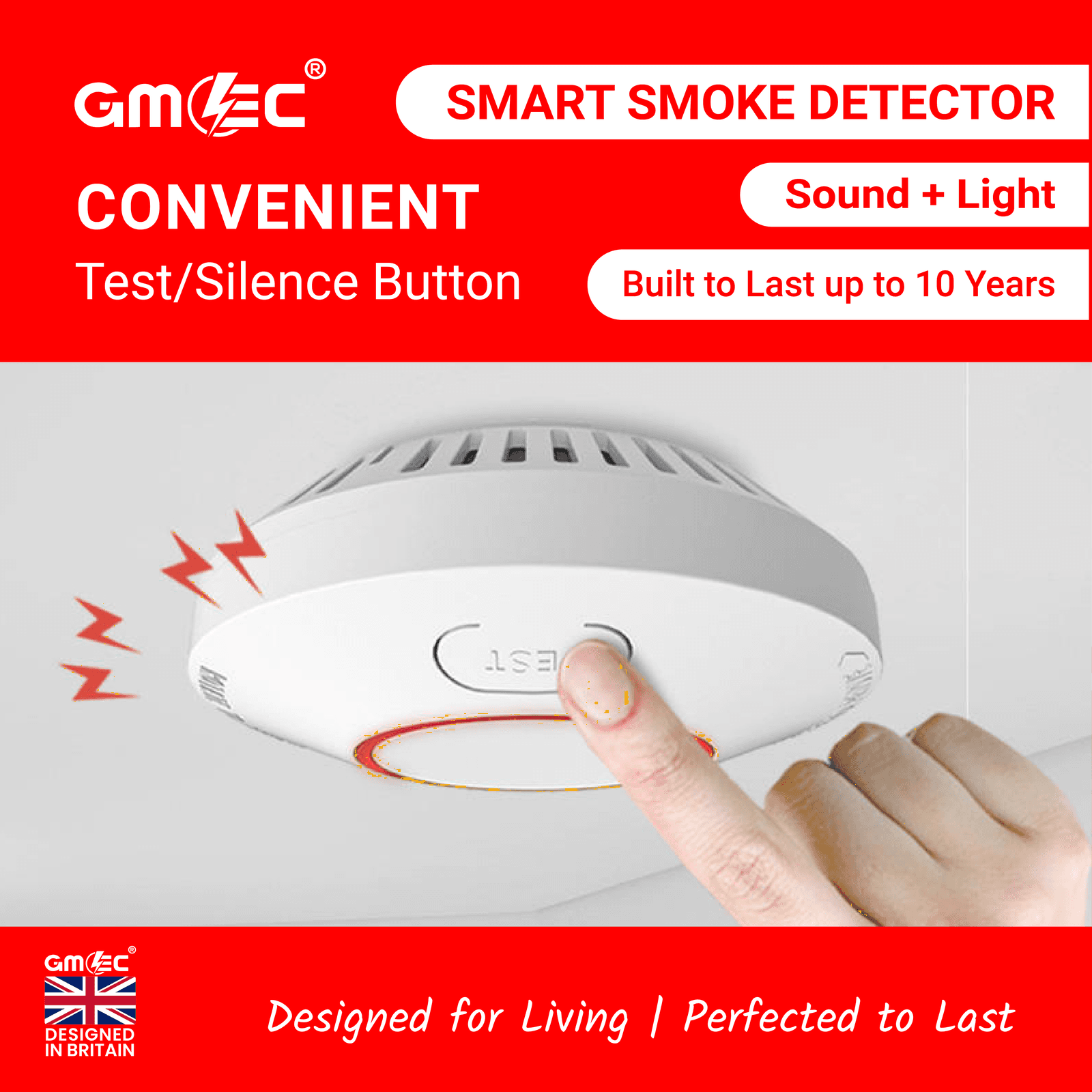 Smart Smoke Detector with 10-Year Battery Light + Sound thumbnail 6