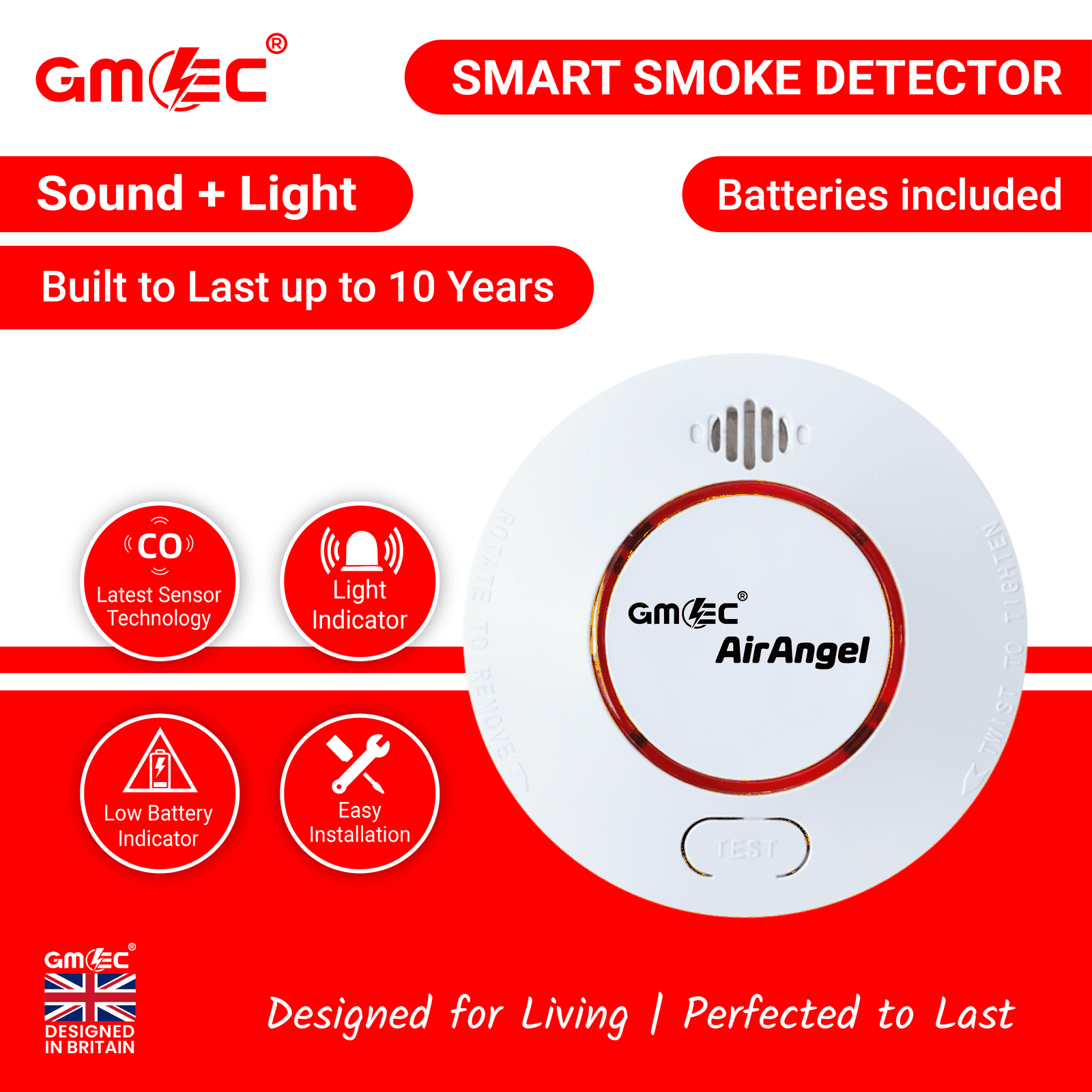 Smart Smoke Detector with 10-Year Battery Light + Sound thumbnail 7