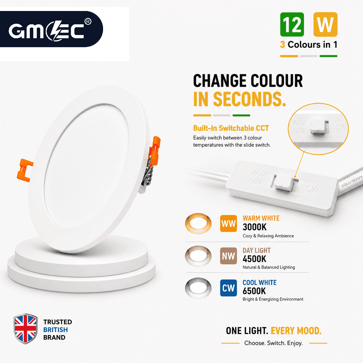 12W LED Recessed Panel Light 3 Colour CCT thumbnail 4