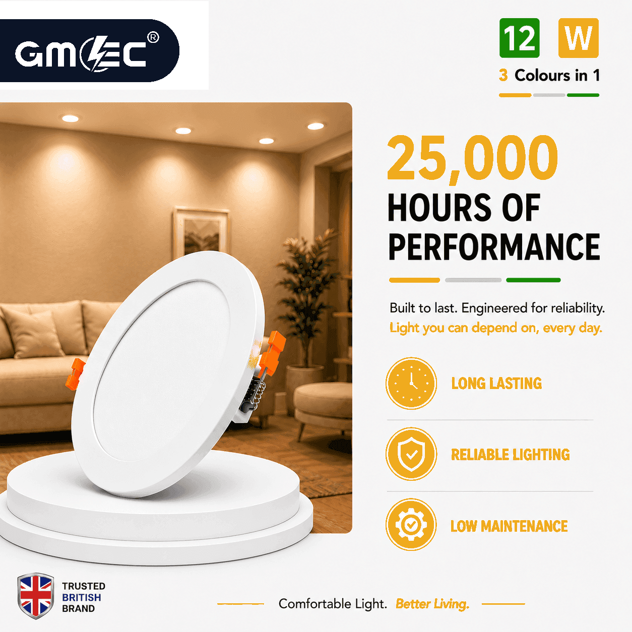 12W LED Recessed Panel Light 3 Colour CCT thumbnail 8