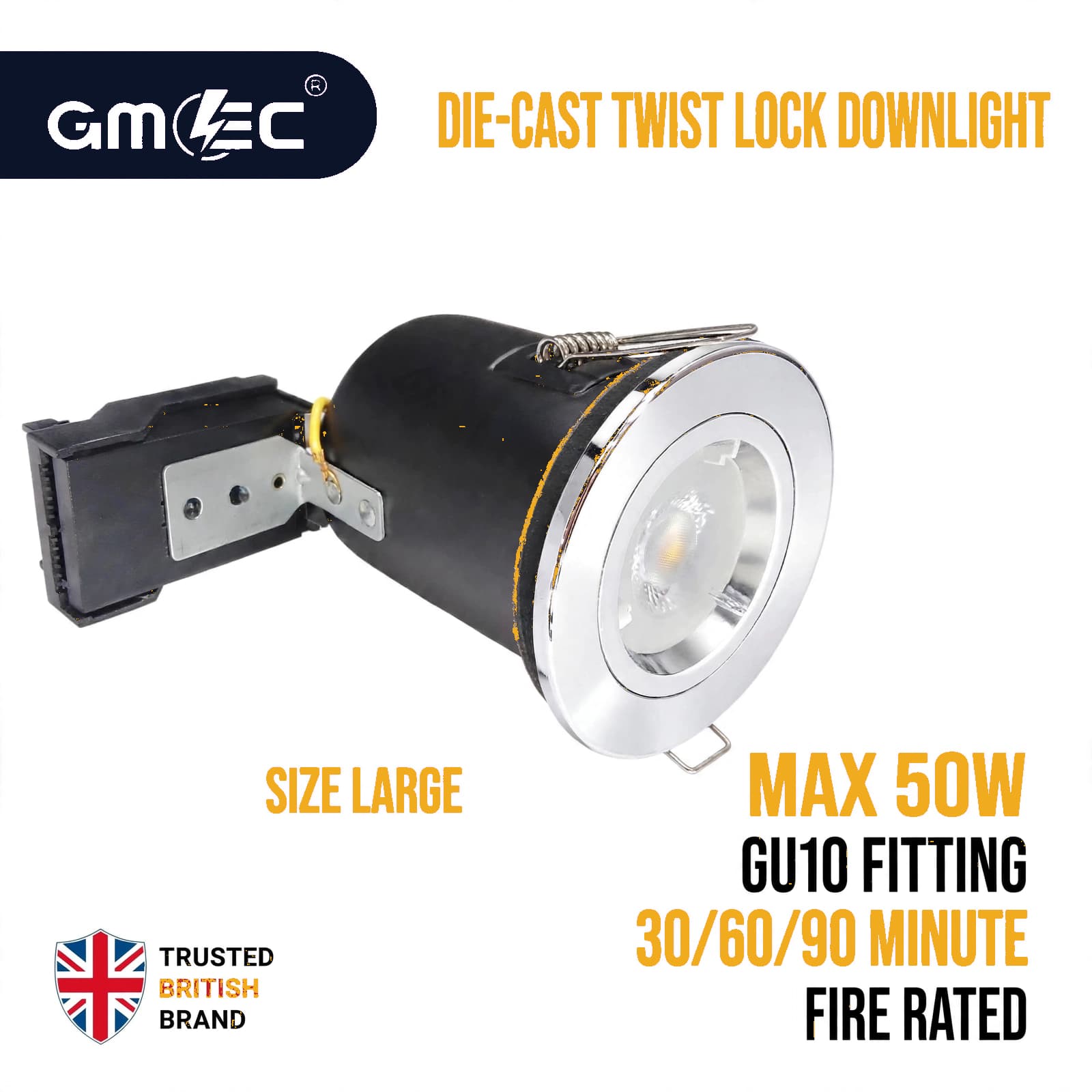 GU10 Fire Rated Downlight Die-Cast Twist & Lock GM-DT002 - Chrome