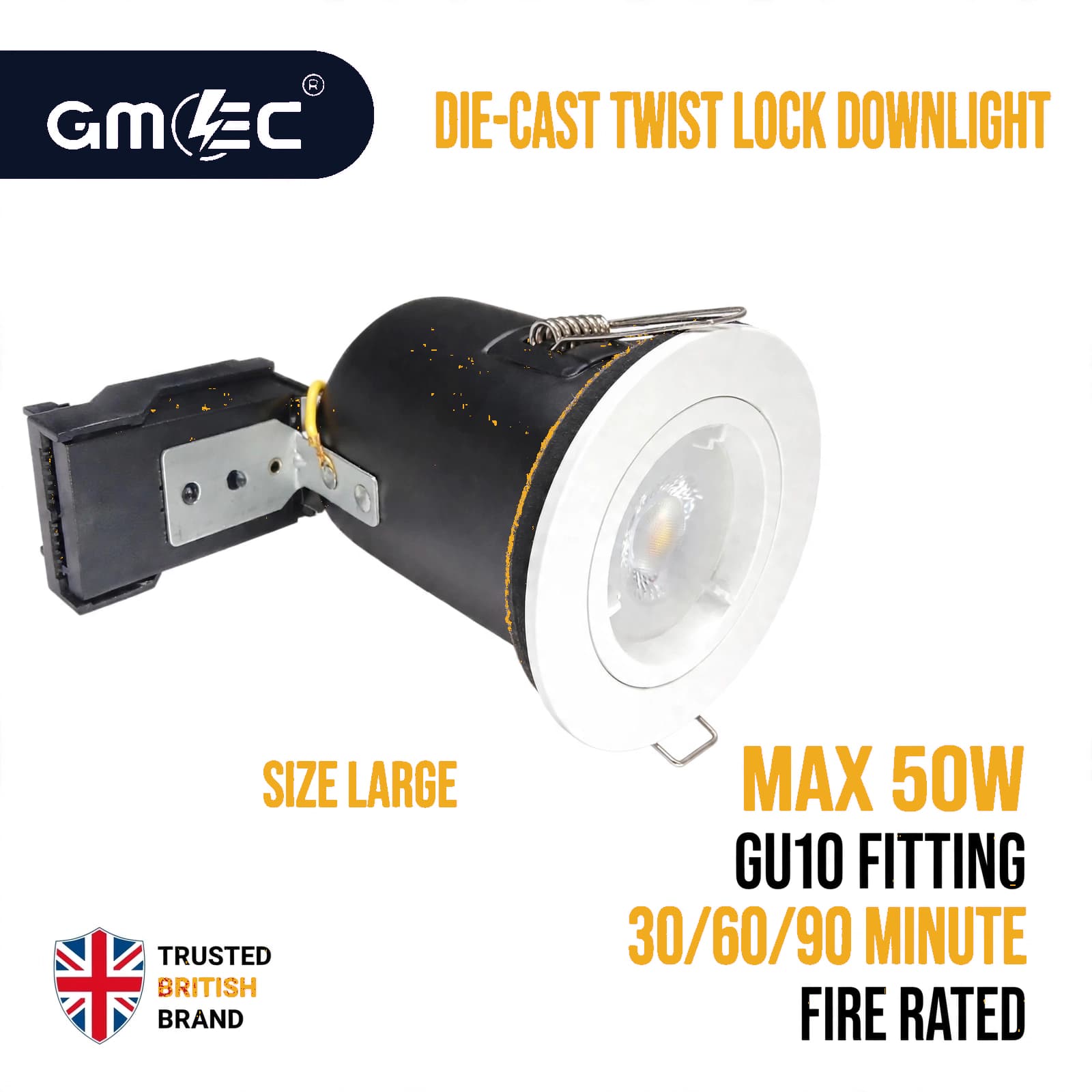 GU10 Fire Rated Downlight Die-Cast Twist & Lock GM-DT002 - White