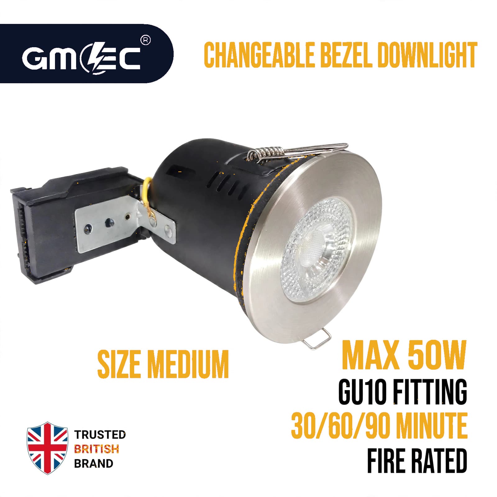 GU10 Fire Rated Downlight Changeable Bezel GM-PCB001 - Satin Nickle