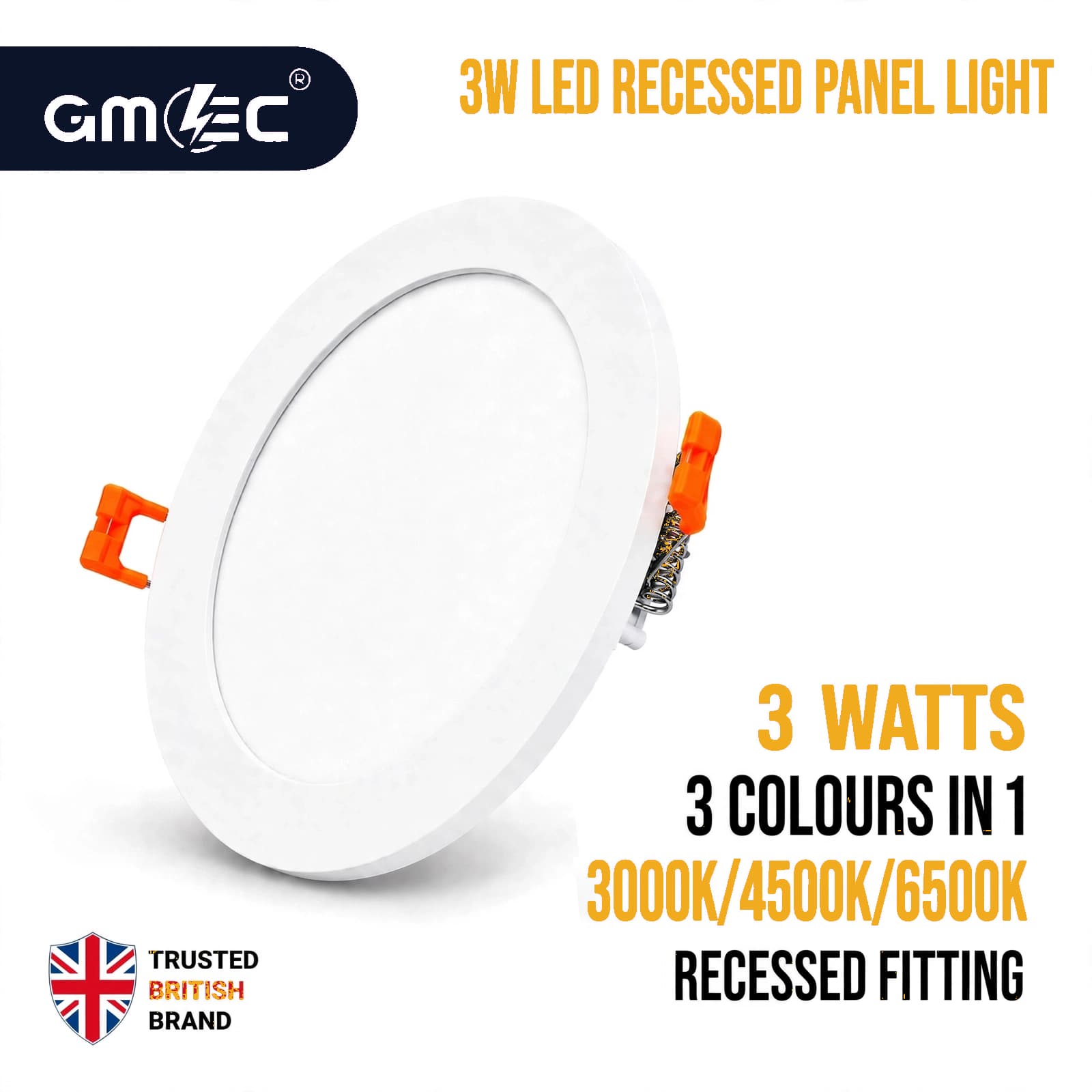 3W LED Recessed Panel Light 3 Colour CCT
