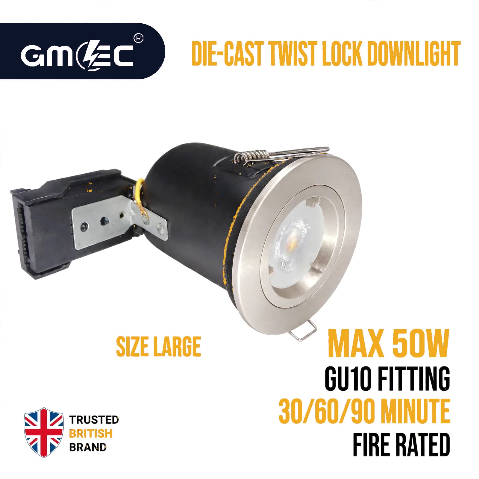 GU10 Fire Rated Downlight Die-Cast Twist & Lock GM-DT002 - Satin Nickle