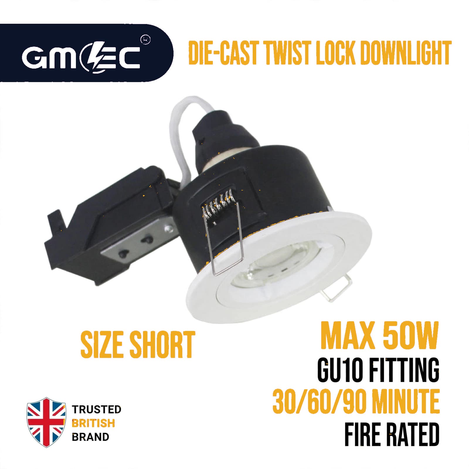 GU10 Fire Rated Downlight Compact Die-Cast Twist & Lock GM-DTS004 - White